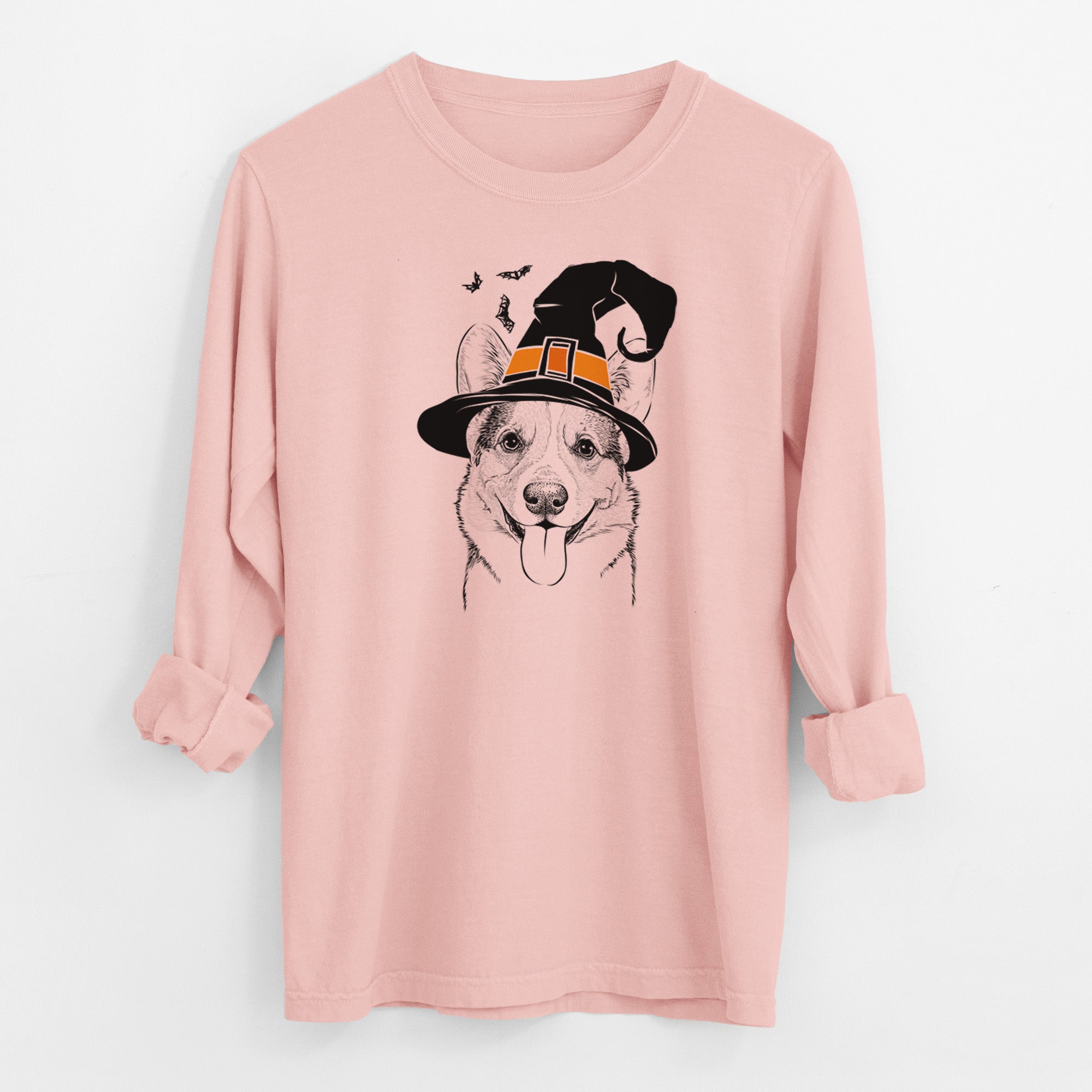 Witch Loki the Corgi - Men's Heavyweight 100% Cotton Long Sleeve