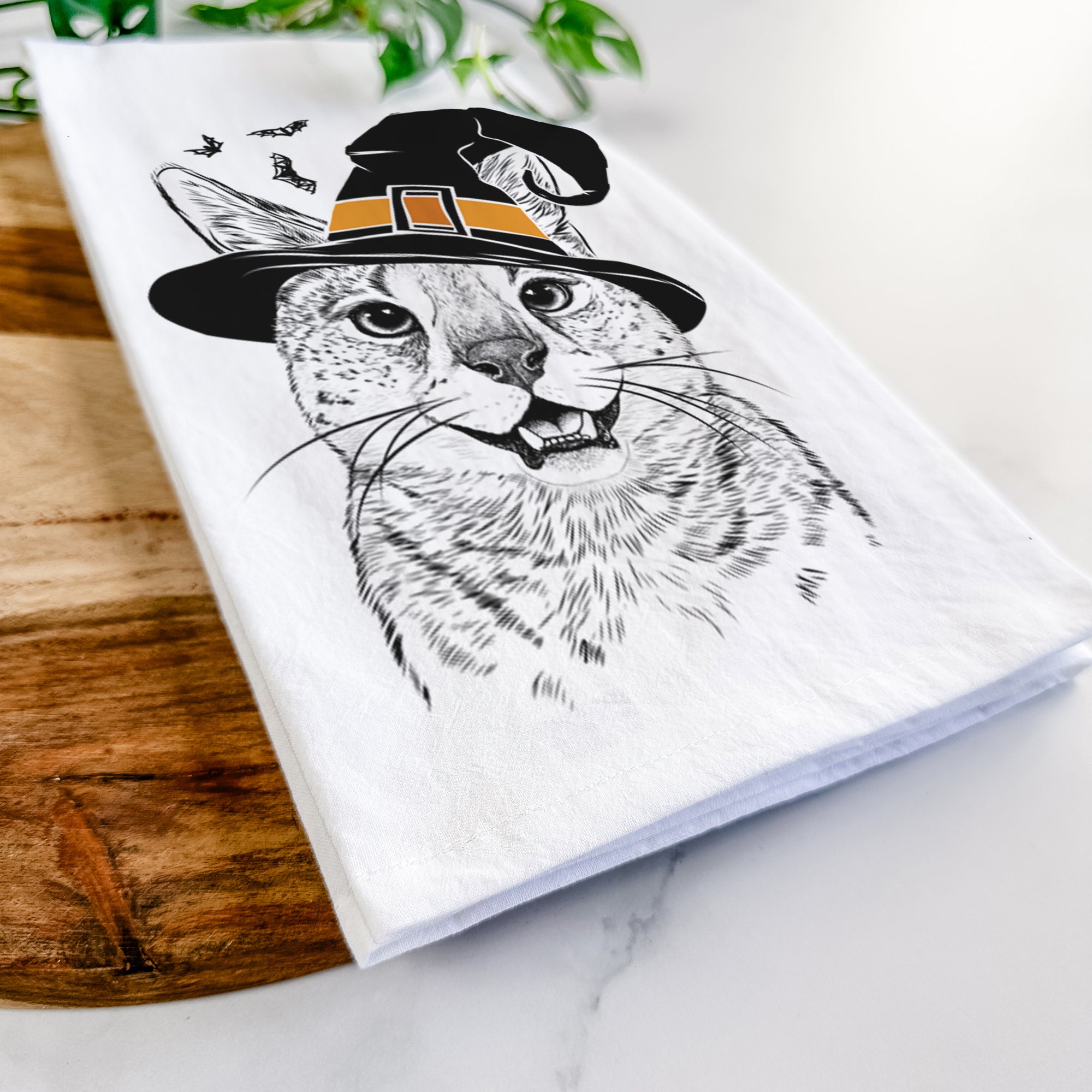 Lucky the Serval Cat Tea Towel