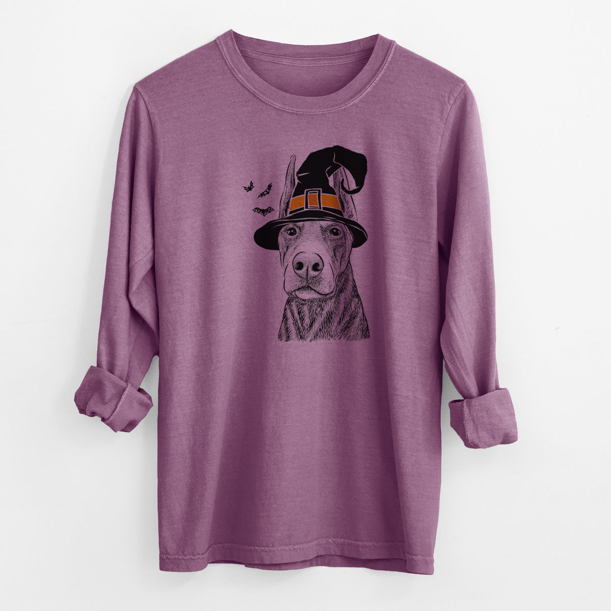 Witch Luna the Doberman Pinscher - Men's Heavyweight 100% Cotton Long Sleeve