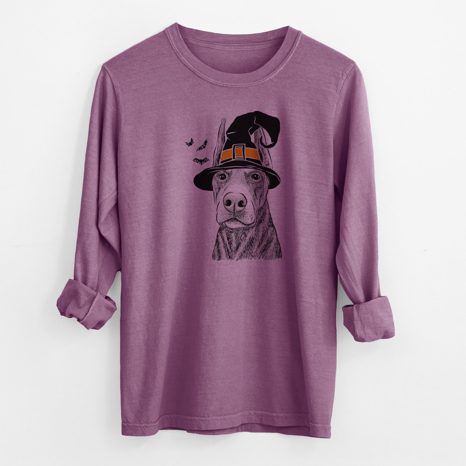 Witch Luna the Doberman Pinscher - Men's Heavyweight 100% Cotton Long Sleeve