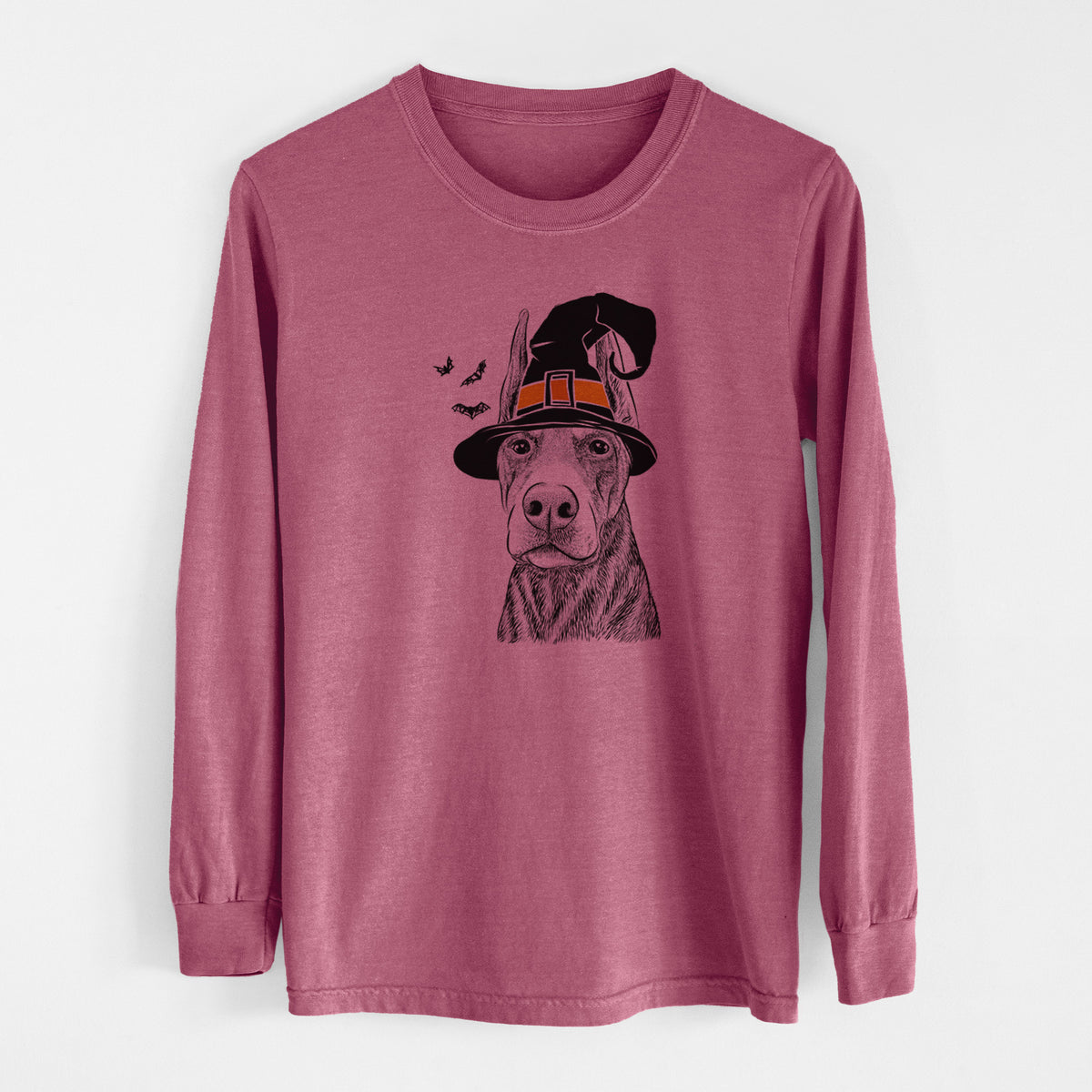 Witch Luna the Doberman Pinscher - Men's Heavyweight 100% Cotton Long Sleeve