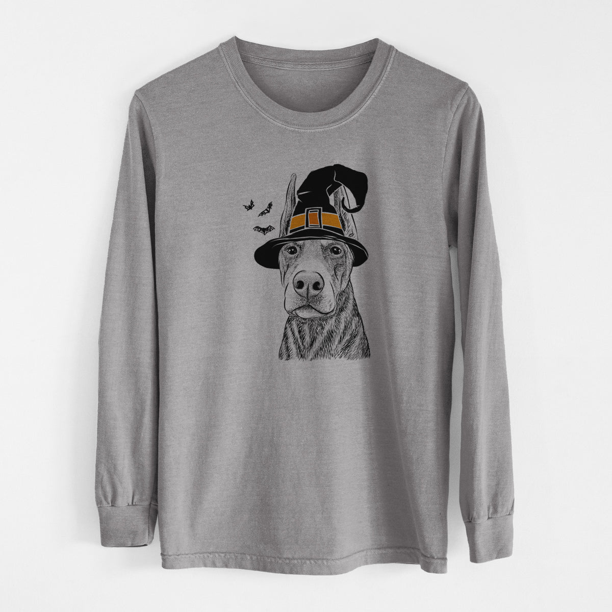 Witch Luna the Doberman Pinscher - Men's Heavyweight 100% Cotton Long Sleeve