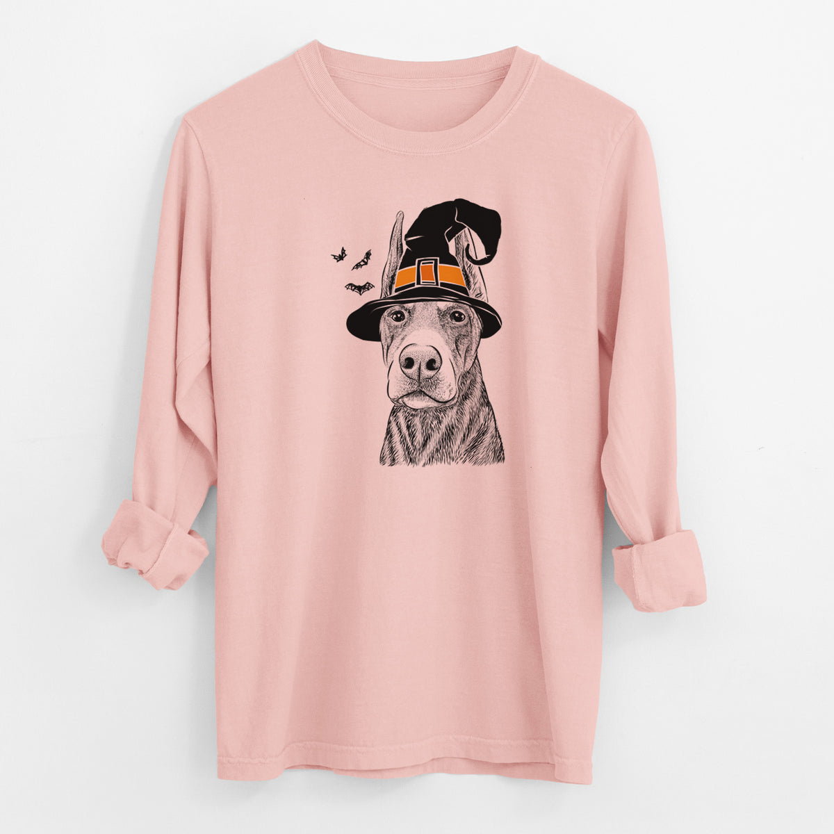 Witch Luna the Doberman Pinscher - Men's Heavyweight 100% Cotton Long Sleeve