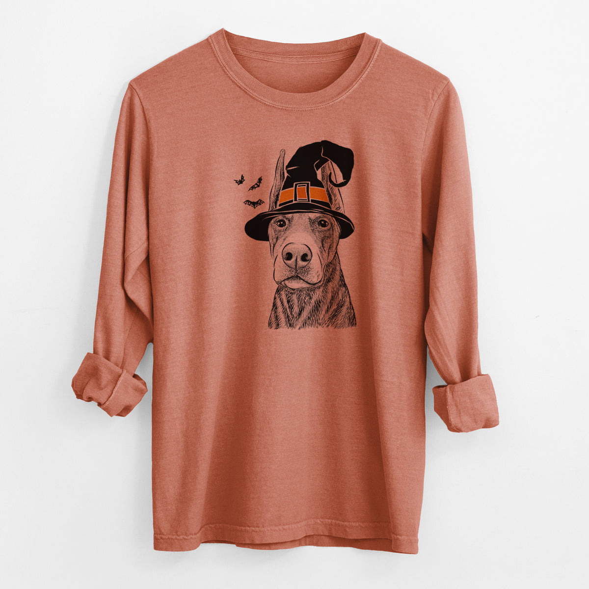 Witch Luna the Doberman Pinscher - Men's Heavyweight 100% Cotton Long Sleeve