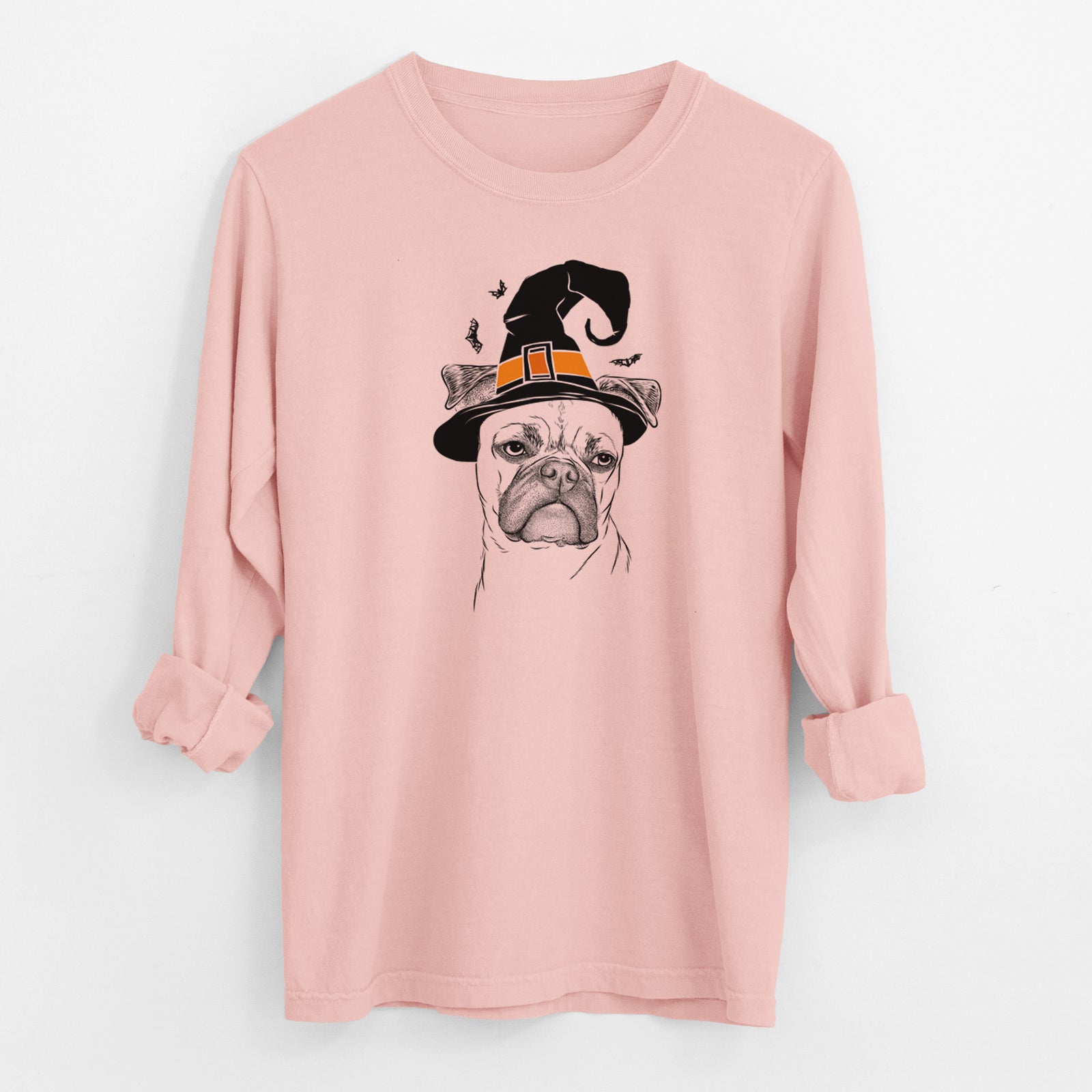 Witch Mack the Bugg (Boston Terrier/Pug) - Men's Heavyweight 100% Cotton Long Sleeve