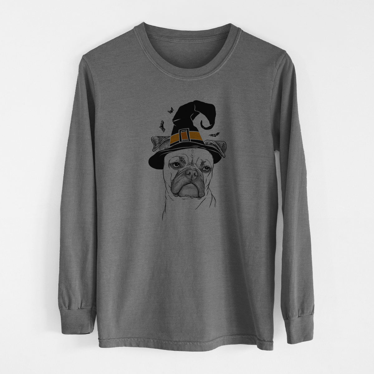 Witch Mack the Bugg (Boston Terrier/Pug) - Men's Heavyweight 100% Cotton Long Sleeve
