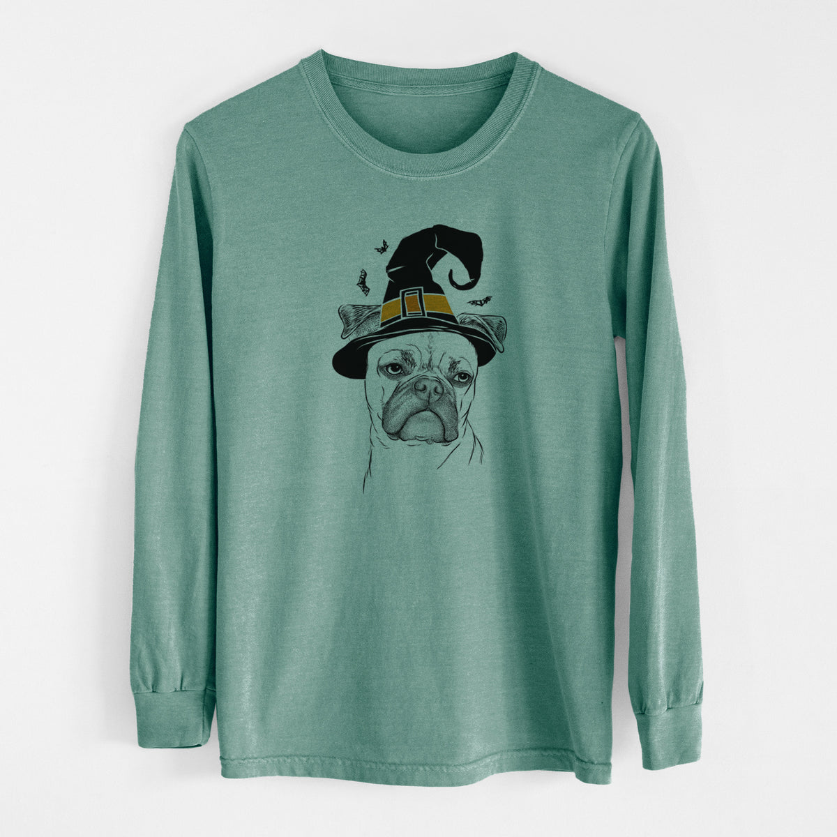 Witch Mack the Bugg (Boston Terrier/Pug) - Men's Heavyweight 100% Cotton Long Sleeve