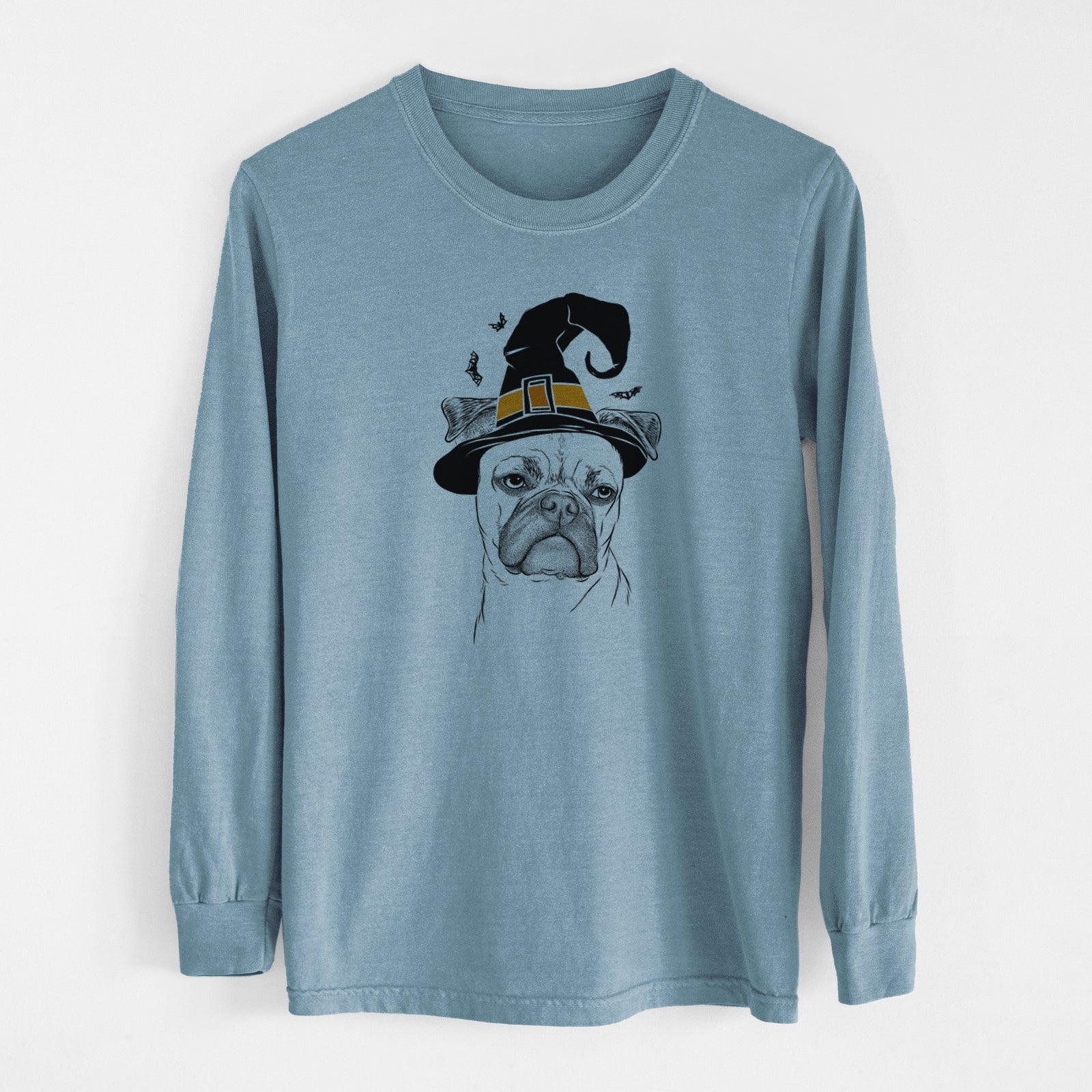 Witch Mack the Bugg (Boston Terrier/Pug) - Men's Heavyweight 100% Cotton Long Sleeve
