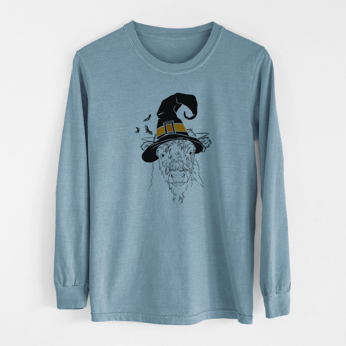 Witch Mack the Scottish Highland Cow - Men's Heavyweight 100% Cotton Long Sleeve