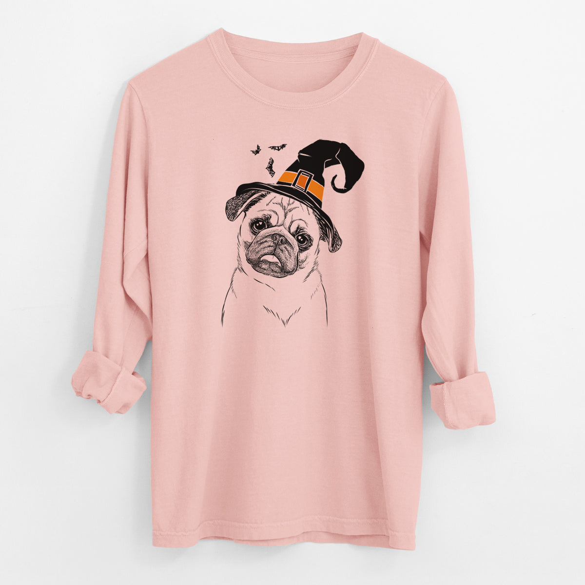 Witch Macy the Pug - Men's Heavyweight 100% Cotton Long Sleeve