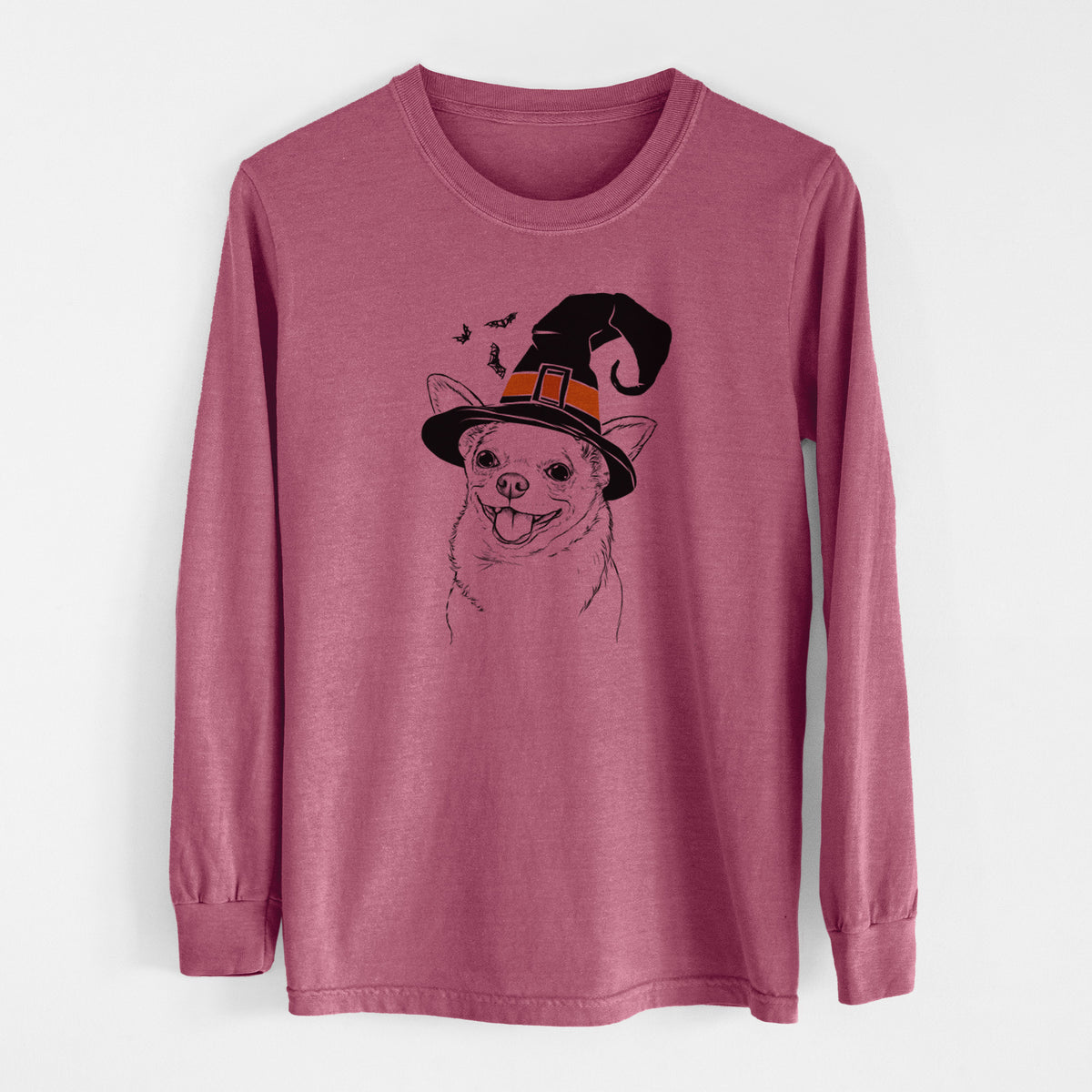 Witch Maddison Pearl the Chihuahua - Men's Heavyweight 100% Cotton Long Sleeve
