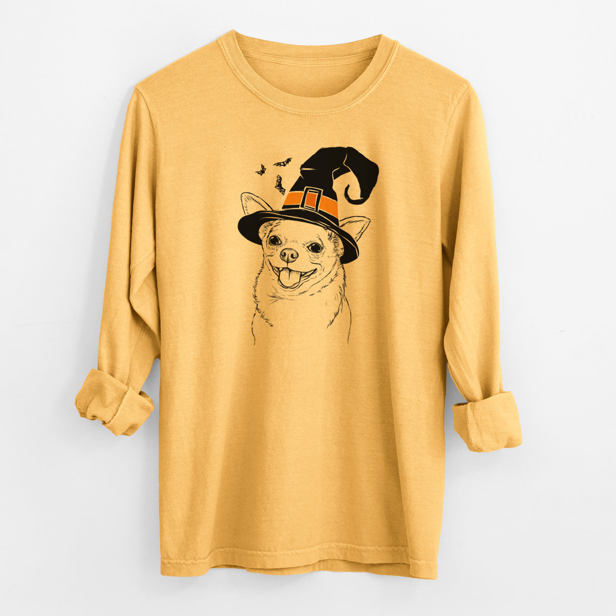 Witch Maddison Pearl the Chihuahua - Men's Heavyweight 100% Cotton Long Sleeve