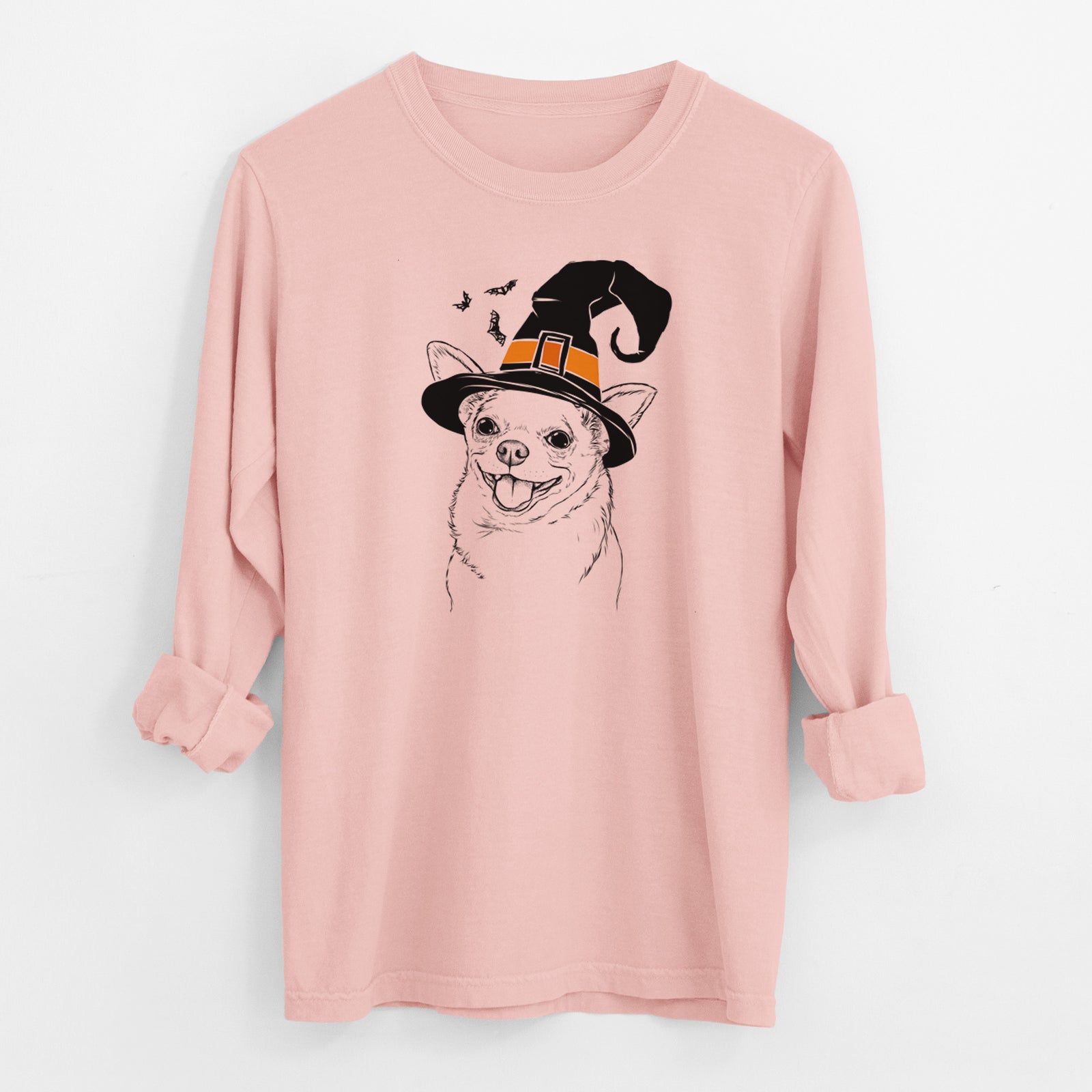 Witch Maddison Pearl the Chihuahua - Men's Heavyweight 100% Cotton Long Sleeve