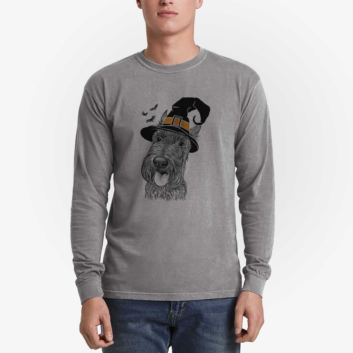 Witch Magnus the Scottish Terrier - Men's Heavyweight 100% Cotton Long Sleeve