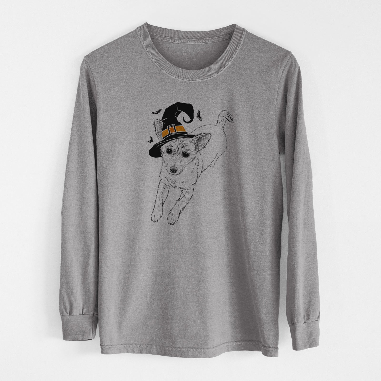 Witch Maisie the Terrier Mix - Men's Heavyweight 100% Cotton Long Sleeve