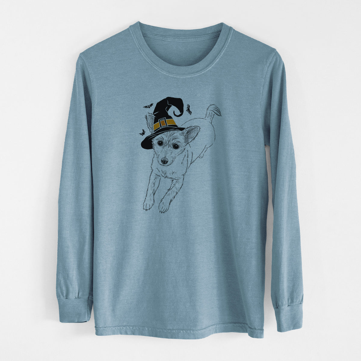 Witch Maisie the Terrier Mix - Men's Heavyweight 100% Cotton Long Sleeve