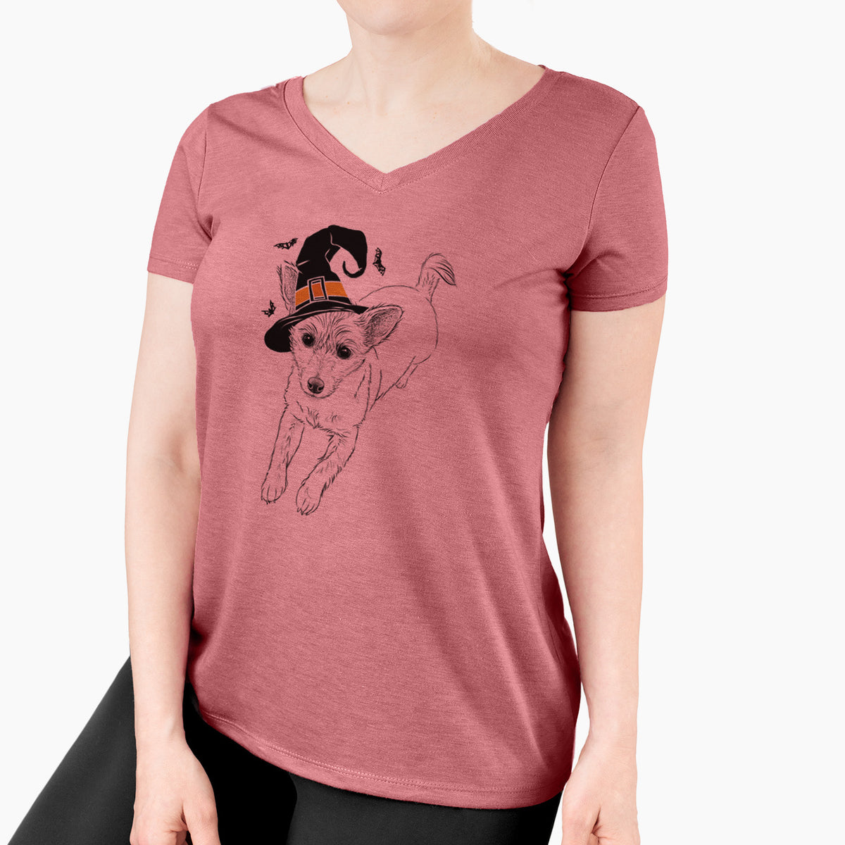 Witch Maisie the Terrier Mix - Women's Perfect V-neck Shirt