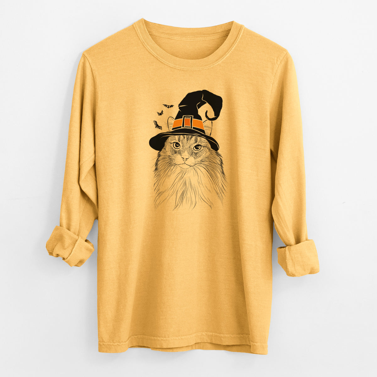 Witch Maks the Siberian Cat - Men's Heavyweight 100% Cotton Long Sleeve