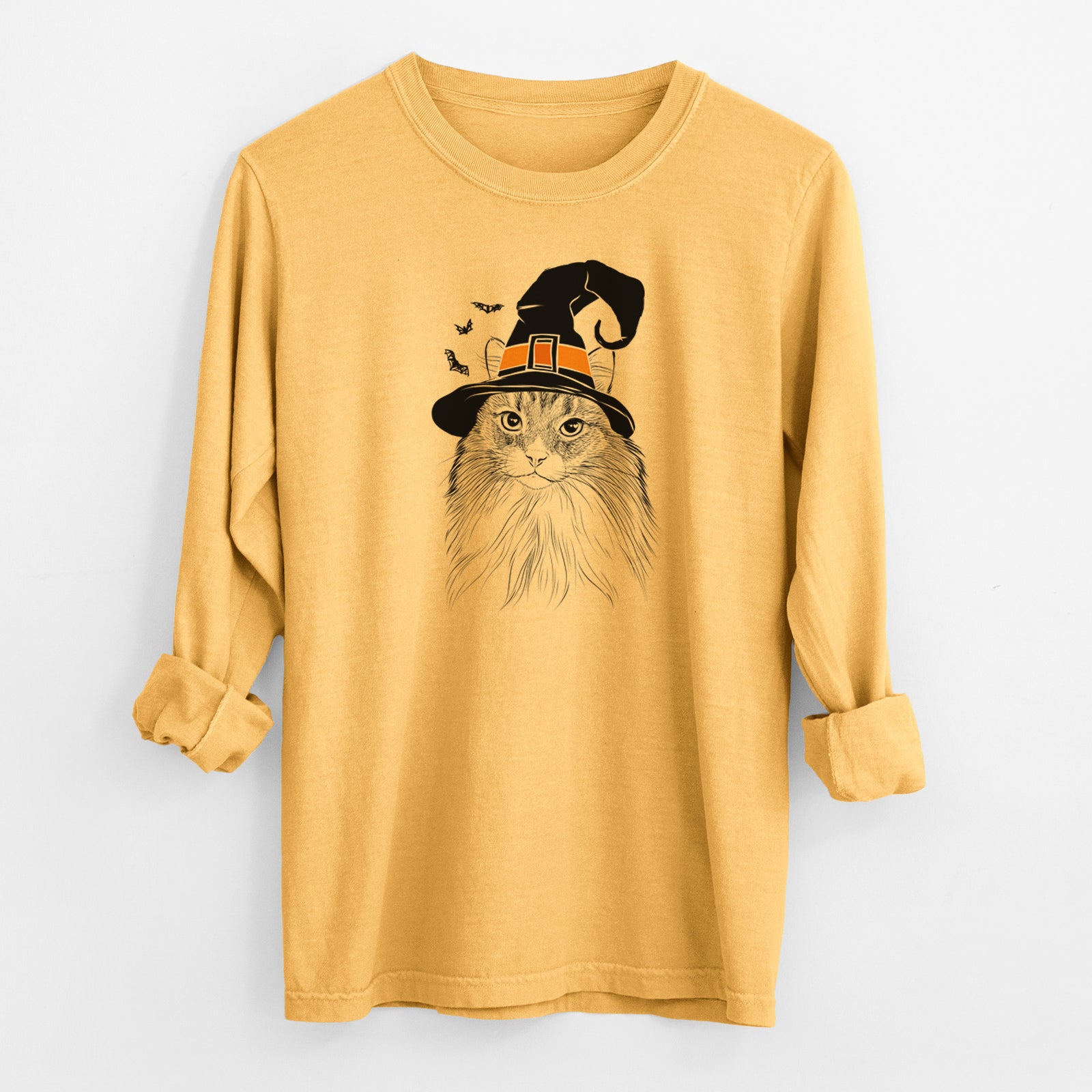 Witch Maks the Siberian Cat - Men's Heavyweight 100% Cotton Long Sleeve