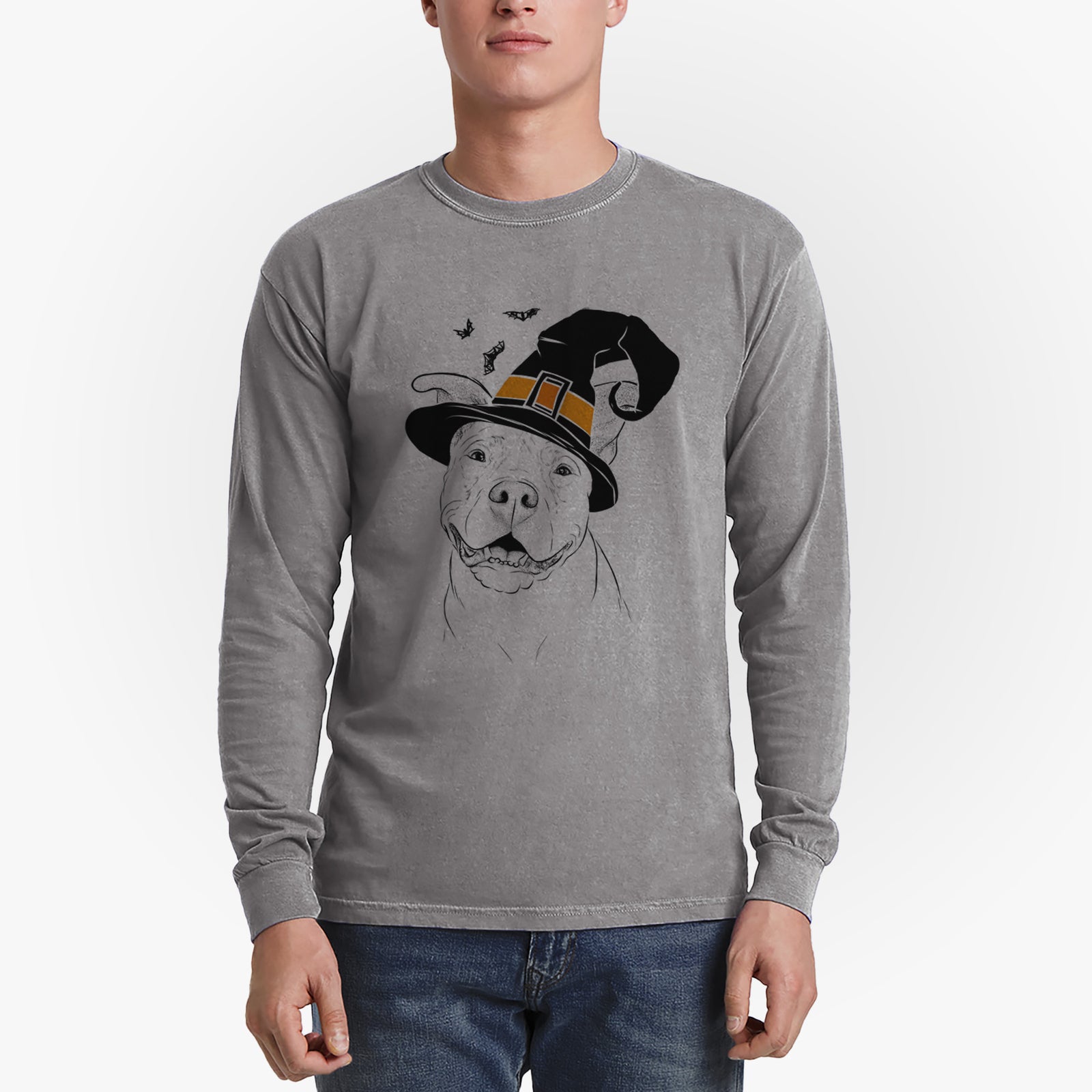 Witch Malibu the Staffordshire Terrier/Pitbull Mix - Men's Heavyweight 100% Cotton Long Sleeve