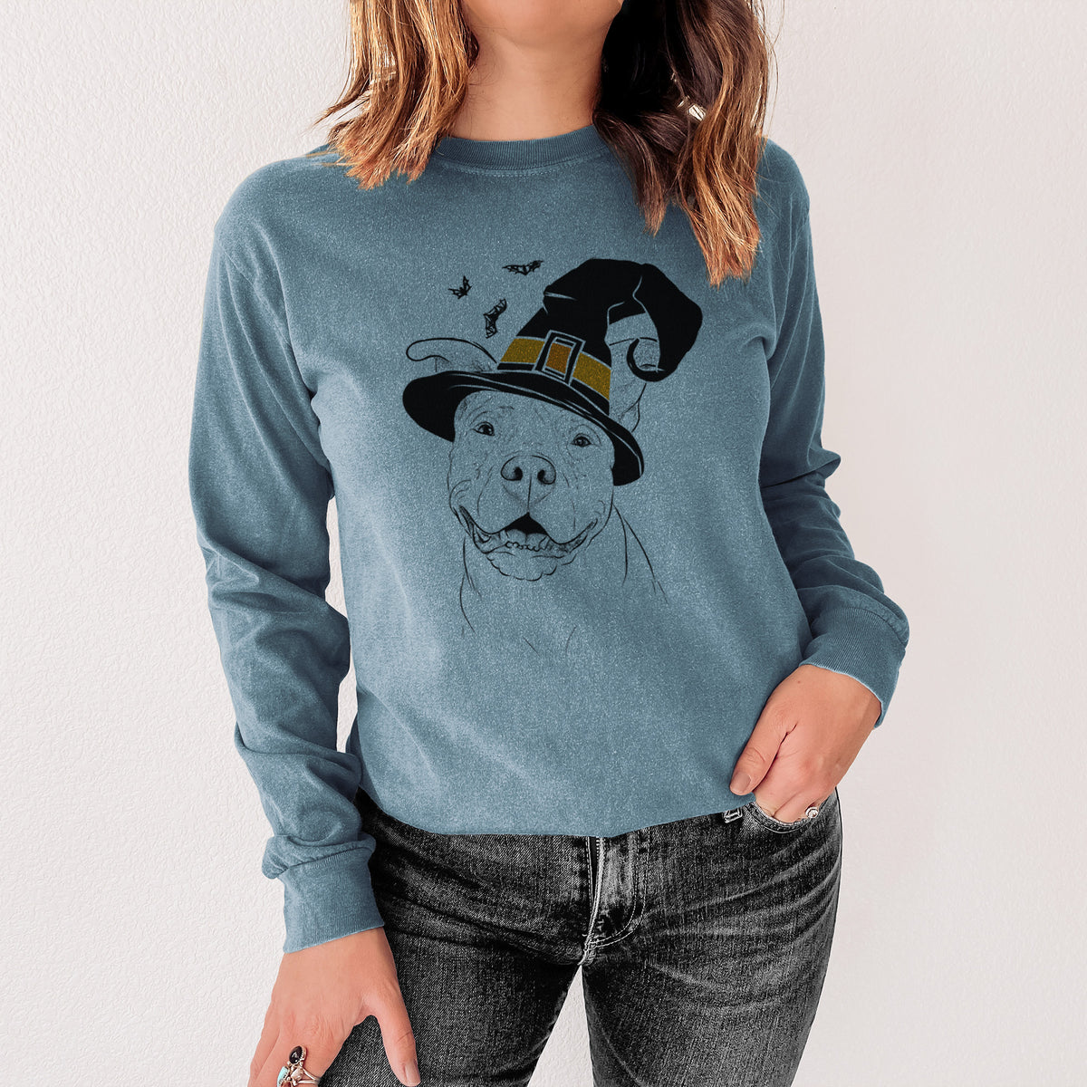 Witch Malibu the Staffordshire Terrier/Pitbull Mix - Men's Heavyweight 100% Cotton Long Sleeve