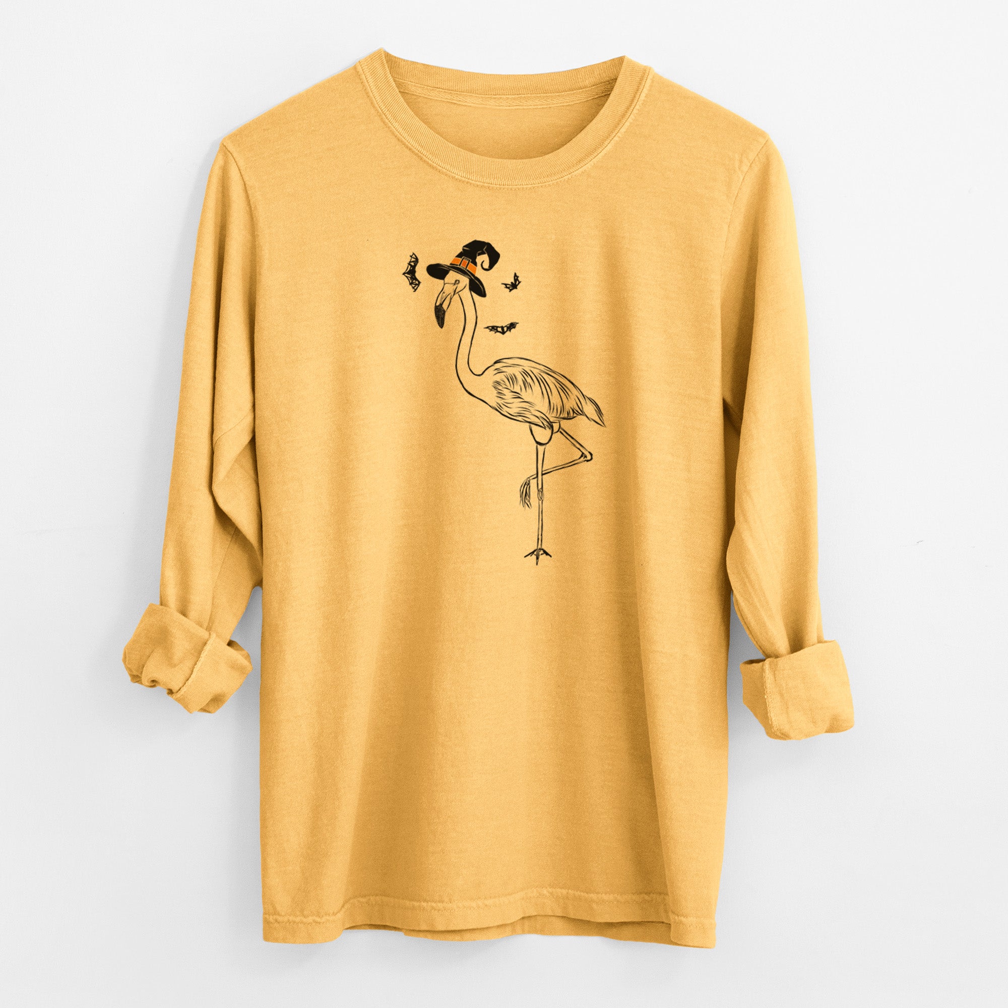 Witch Mango the Flamingo - Men's Heavyweight 100% Cotton Long Sleeve