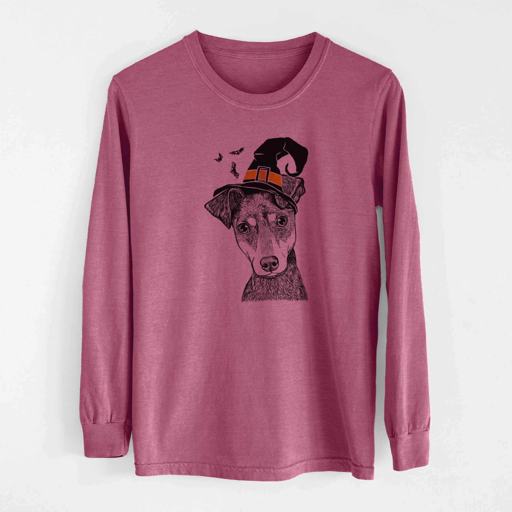 Witch Manny the Manchester Terrier - Men's Heavyweight 100% Cotton Long Sleeve