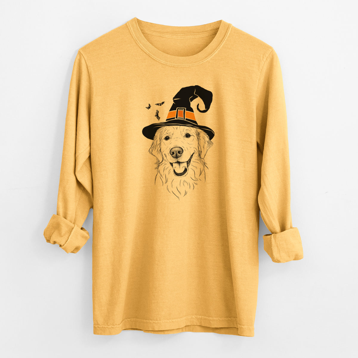 Witch Maple the Golden Retriever - Men's Heavyweight 100% Cotton Long Sleeve