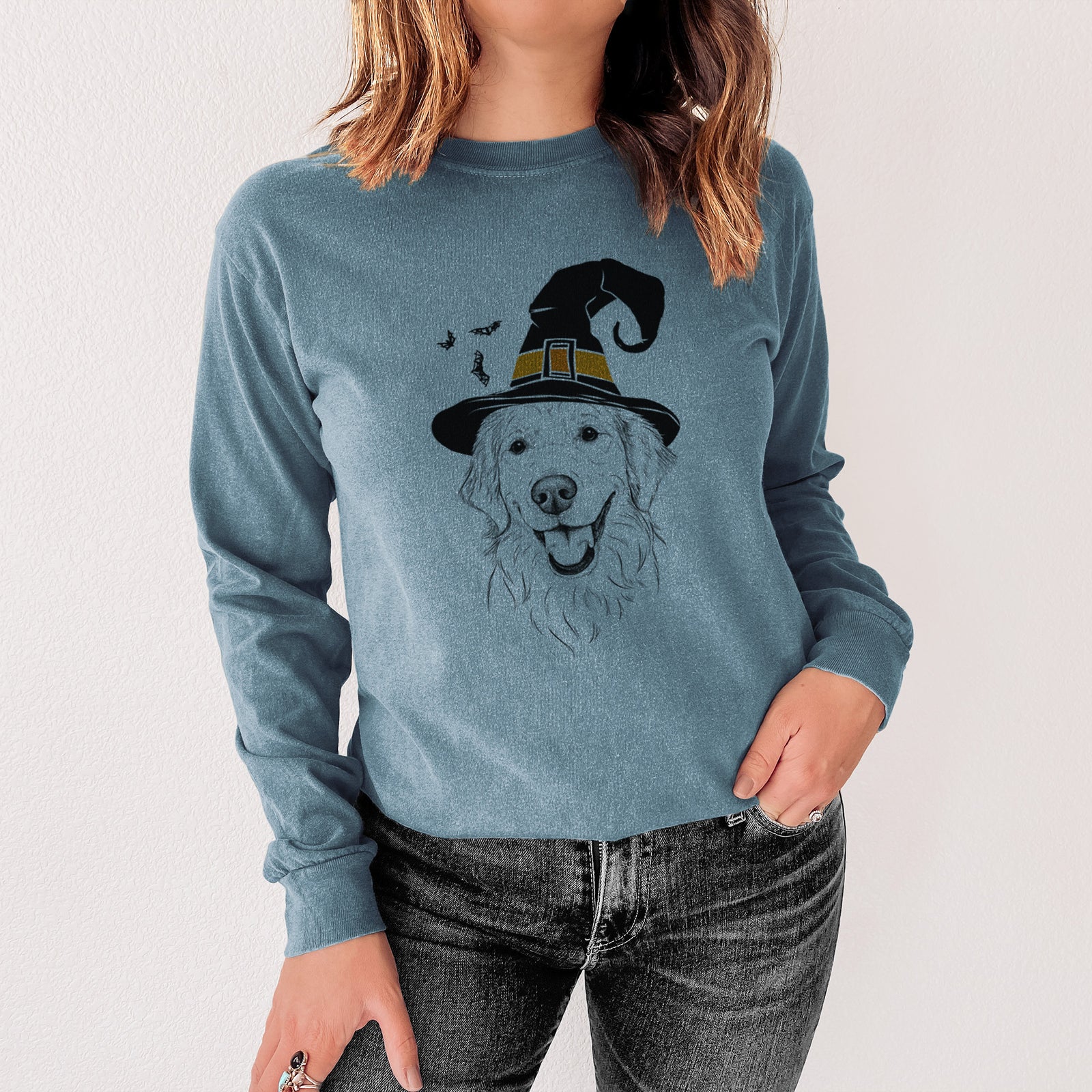 Witch Maple the Golden Retriever - Men's Heavyweight 100% Cotton Long Sleeve