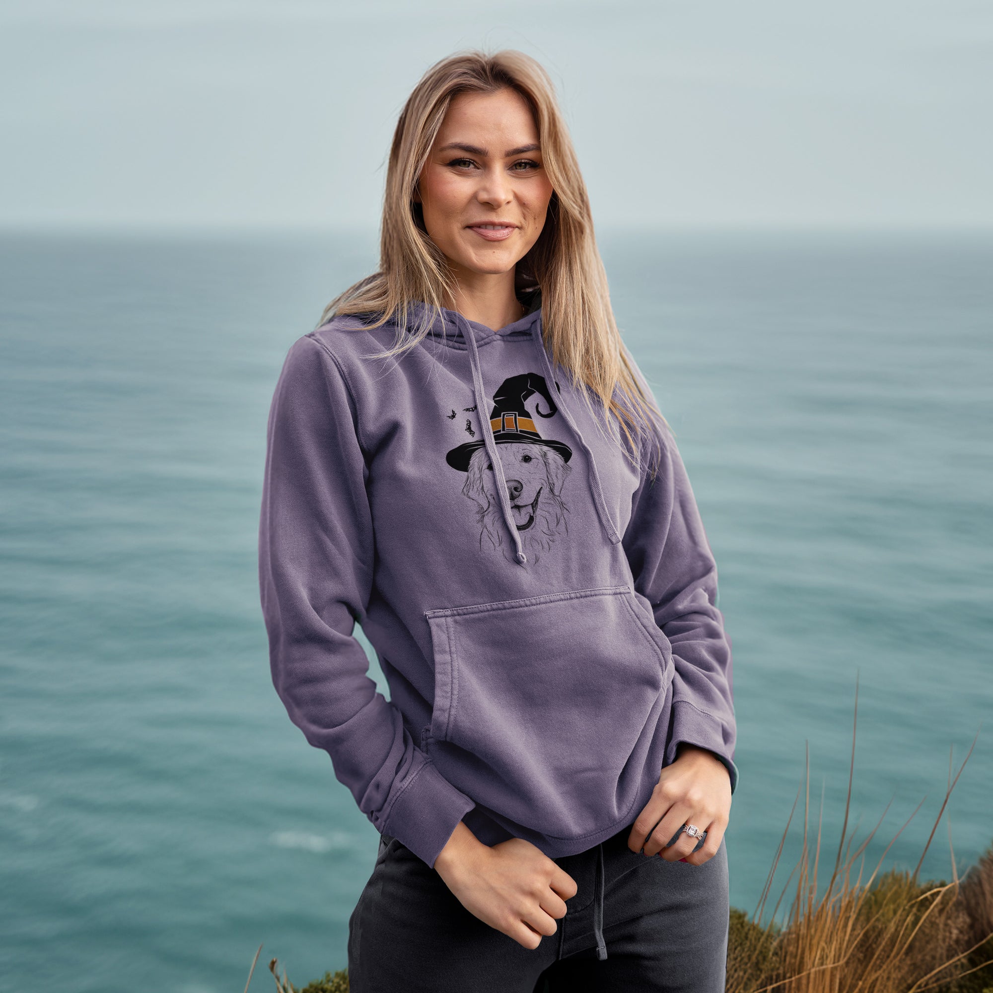 Witch Maple the Golden Retriever - Unisex Pigment Dyed Hoodie