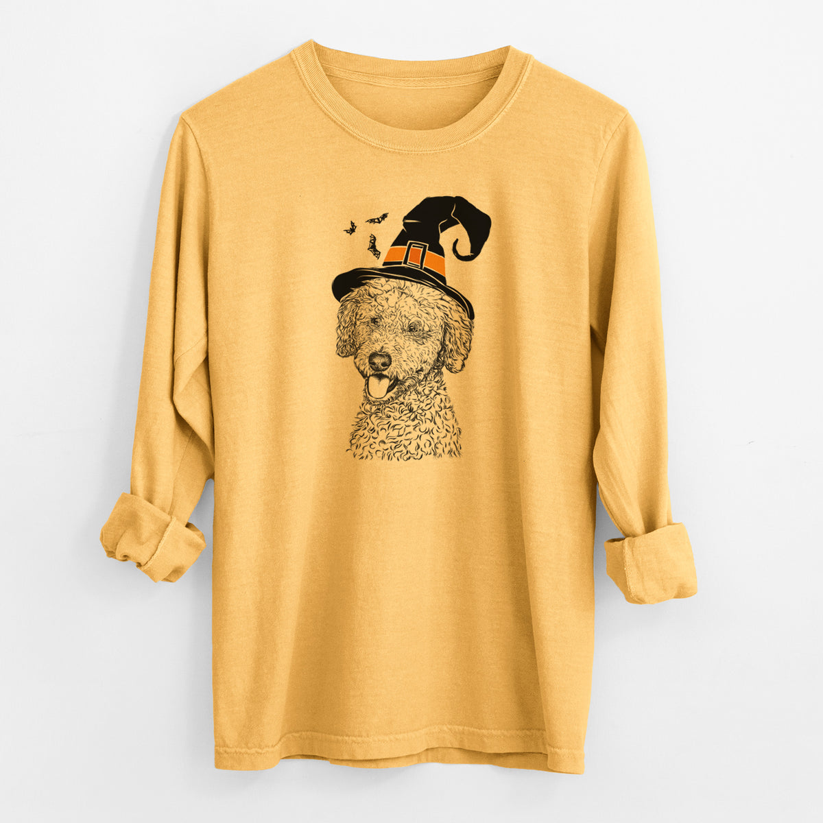 Witch Marlow the Goldendoodle - Men's Heavyweight 100% Cotton Long Sleeve