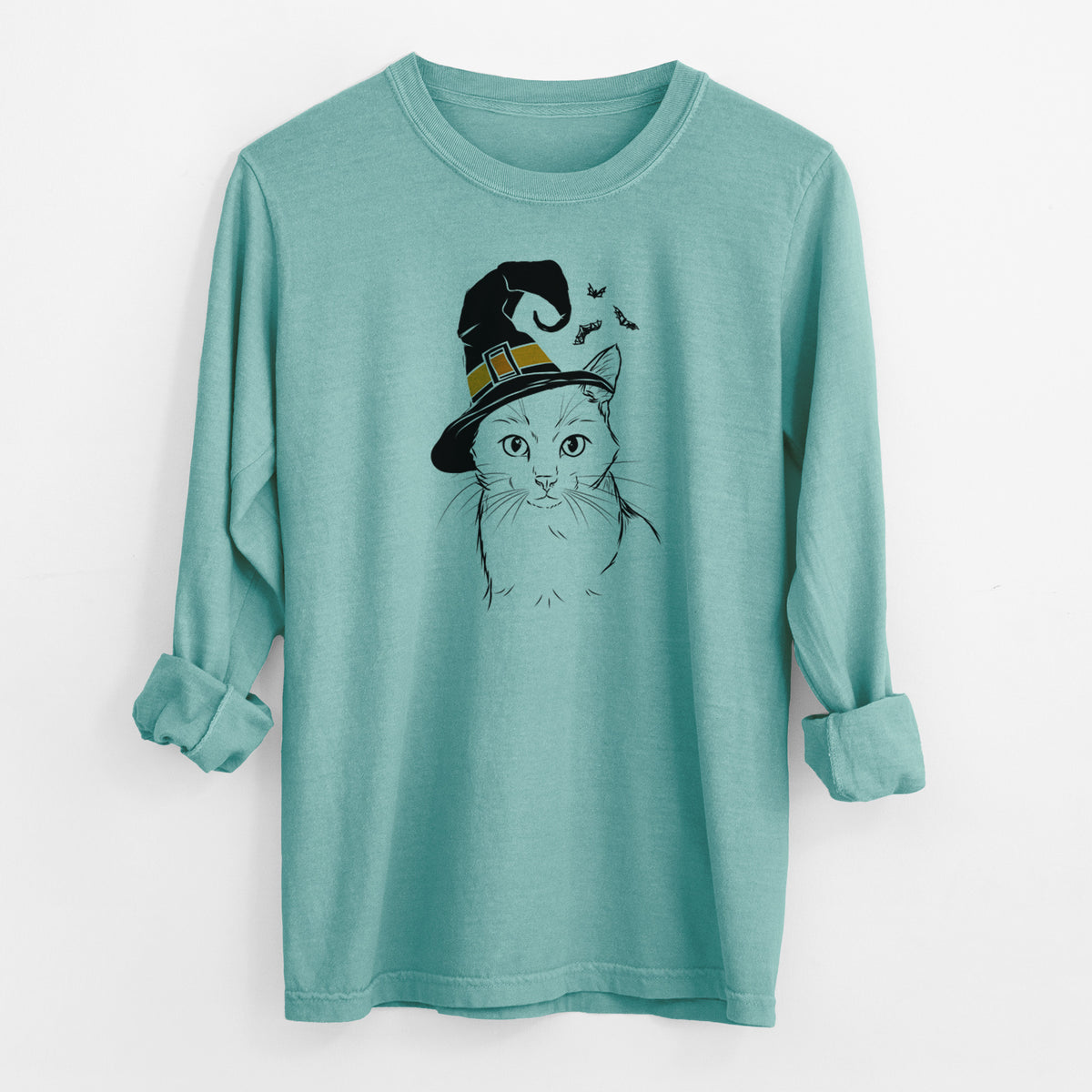 Witch Maverick the Cat - Men's Heavyweight 100% Cotton Long Sleeve