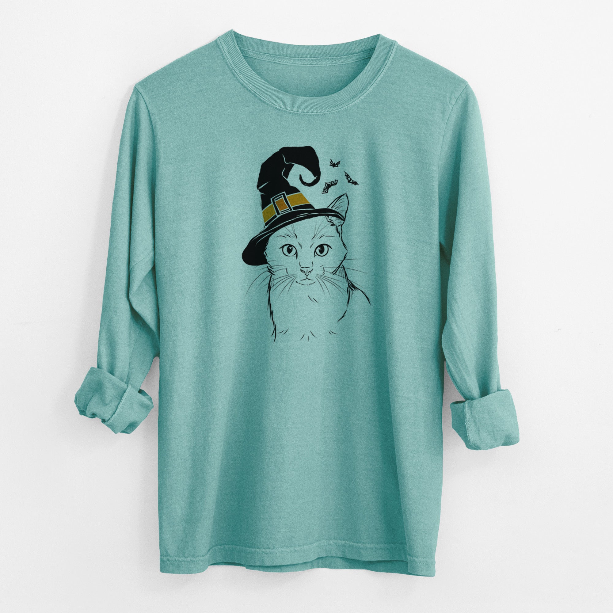 Witch Maverick the Cat - Men's Heavyweight 100% Cotton Long Sleeve