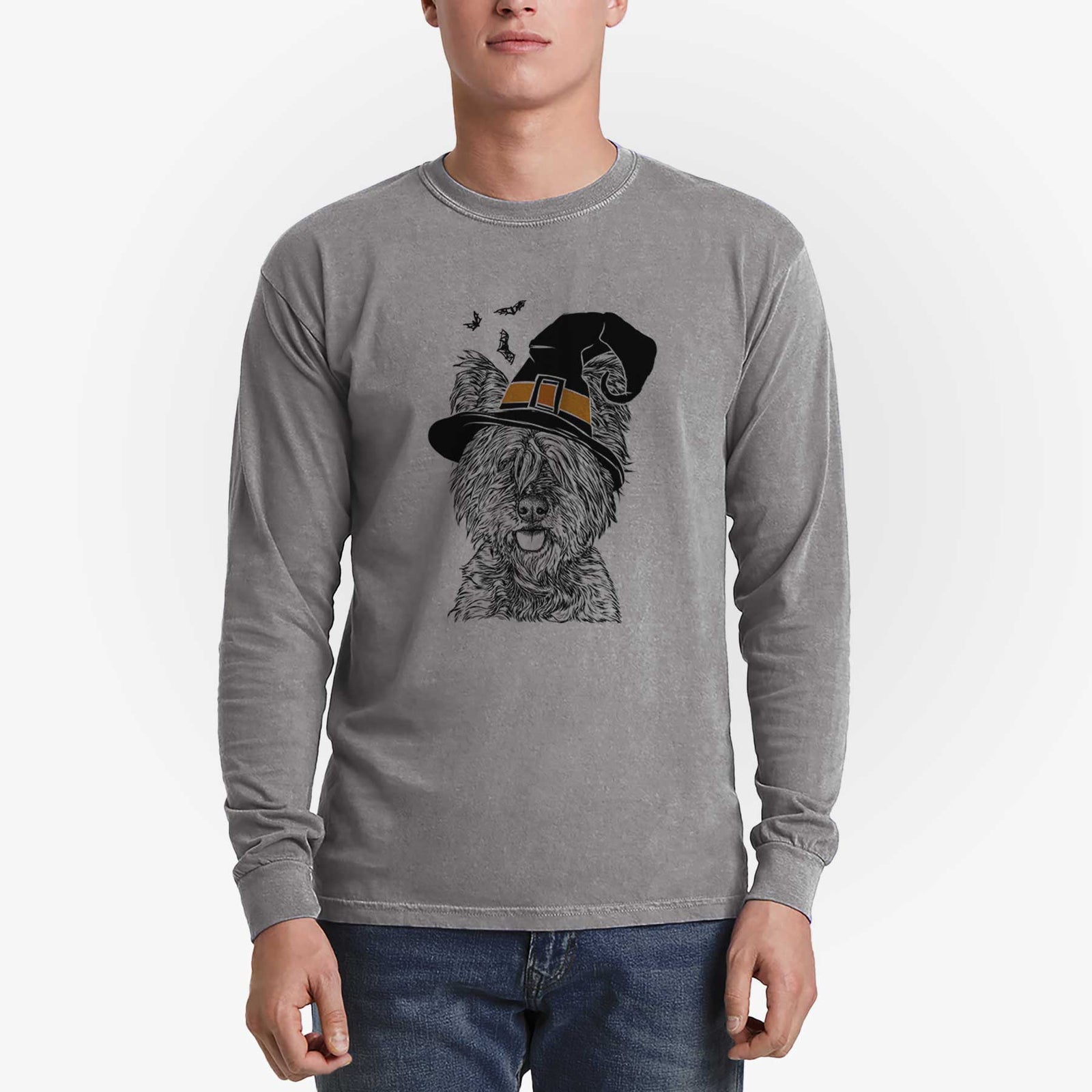 Witch McDuff the Cairn Terrier - Men's Heavyweight 100% Cotton Long Sleeve