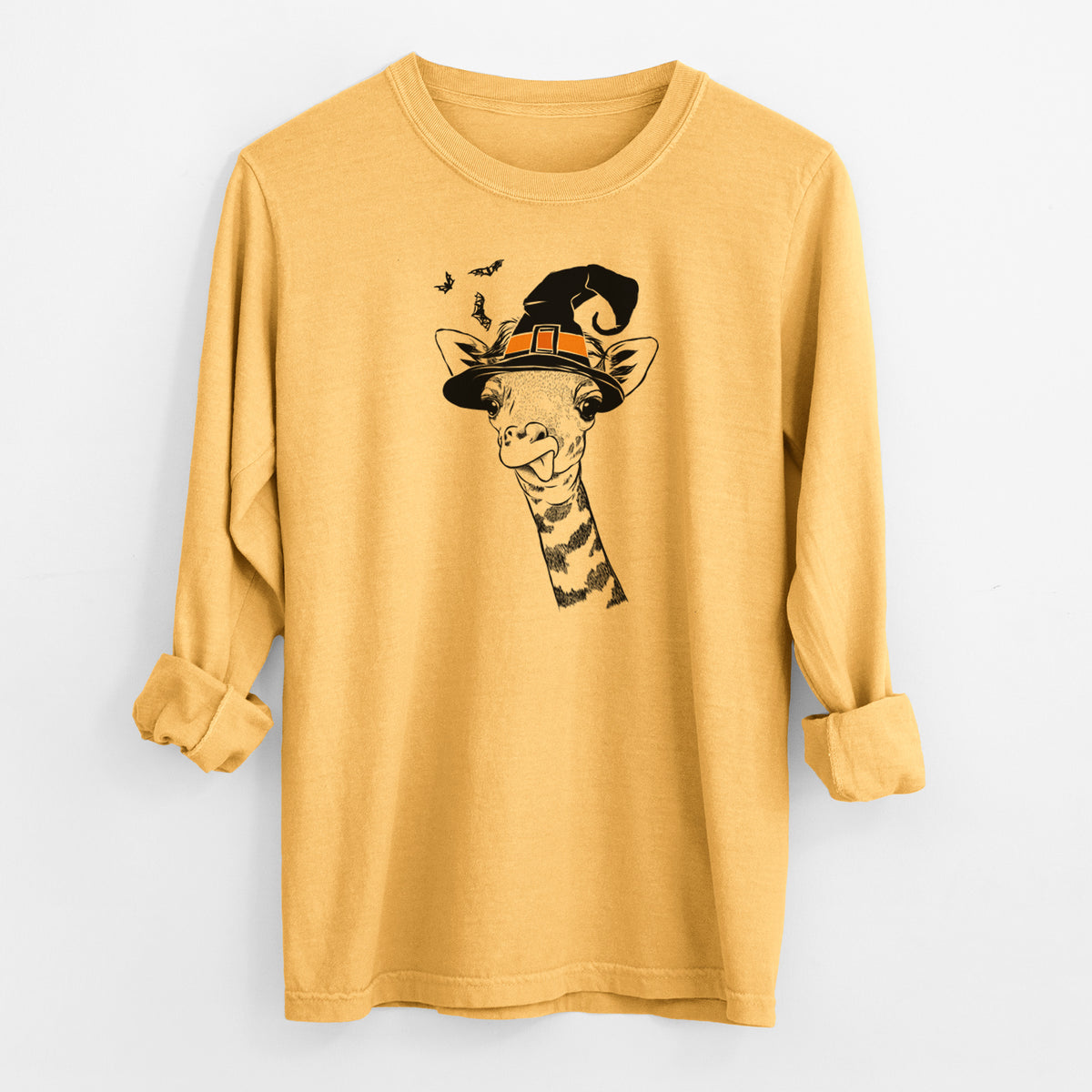 Witch Mel the Baby Giraffe - Men's Heavyweight 100% Cotton Long Sleeve