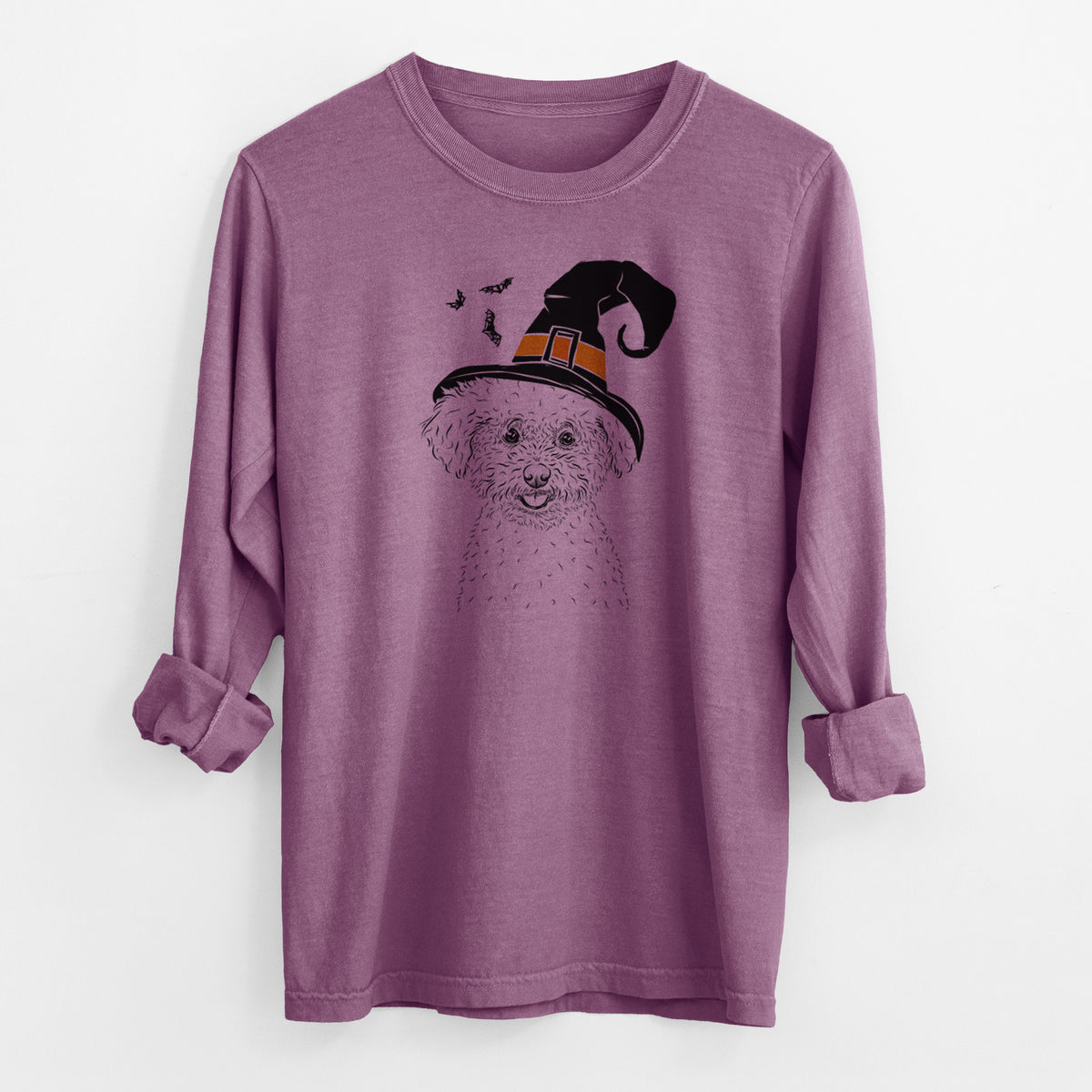 Witch Mickey the Bichon Frise - Men's Heavyweight 100% Cotton Long Sleeve