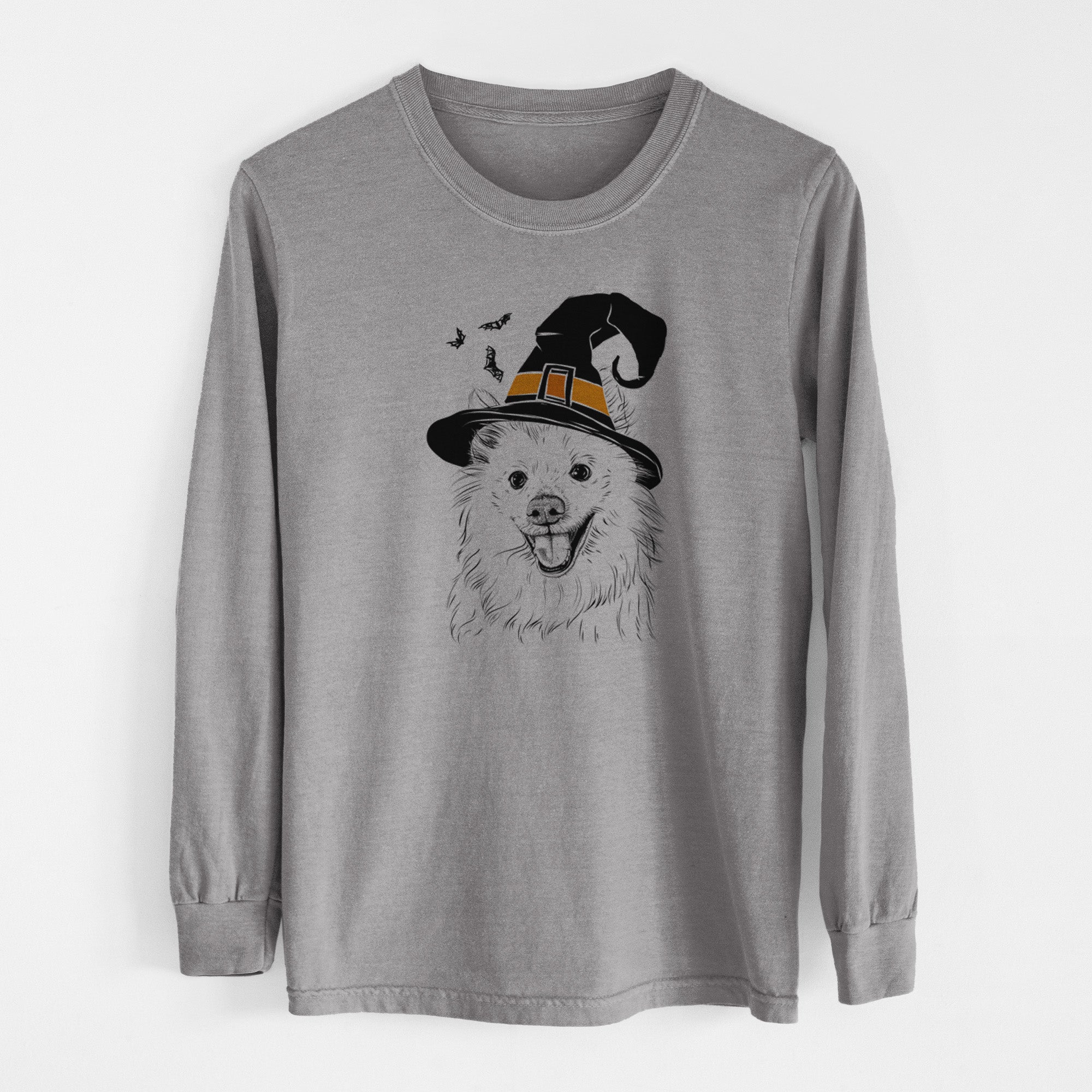 Witch Miki the American Eskimo - Men's Heavyweight 100% Cotton Long Sleeve