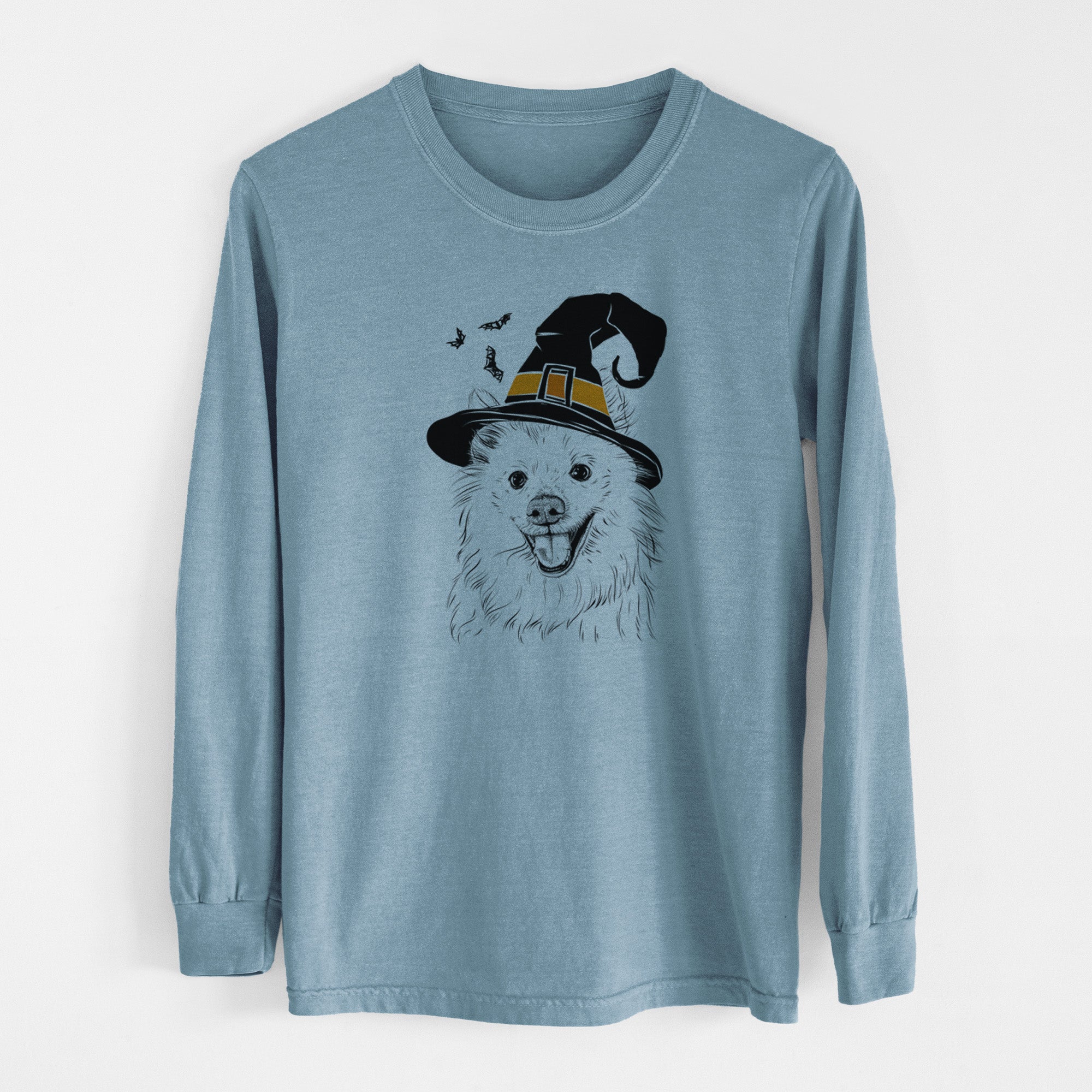 Witch Miki the American Eskimo - Men's Heavyweight 100% Cotton Long Sleeve