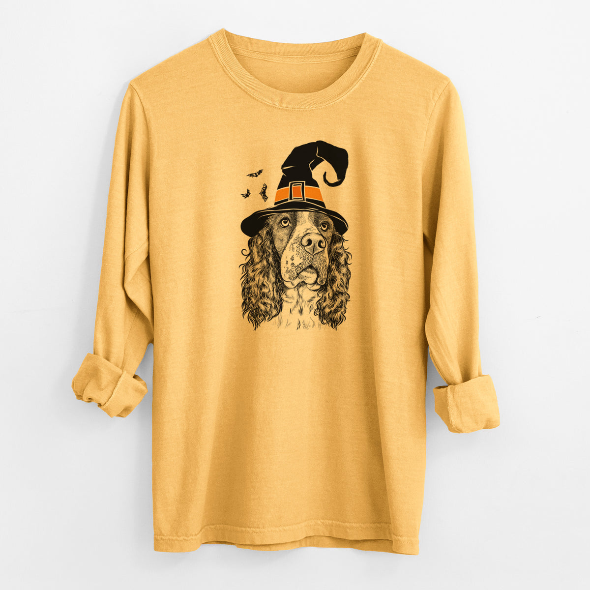 Witch Millie Mae the English Springer Spaniel - Men's Heavyweight 100% Cotton Long Sleeve