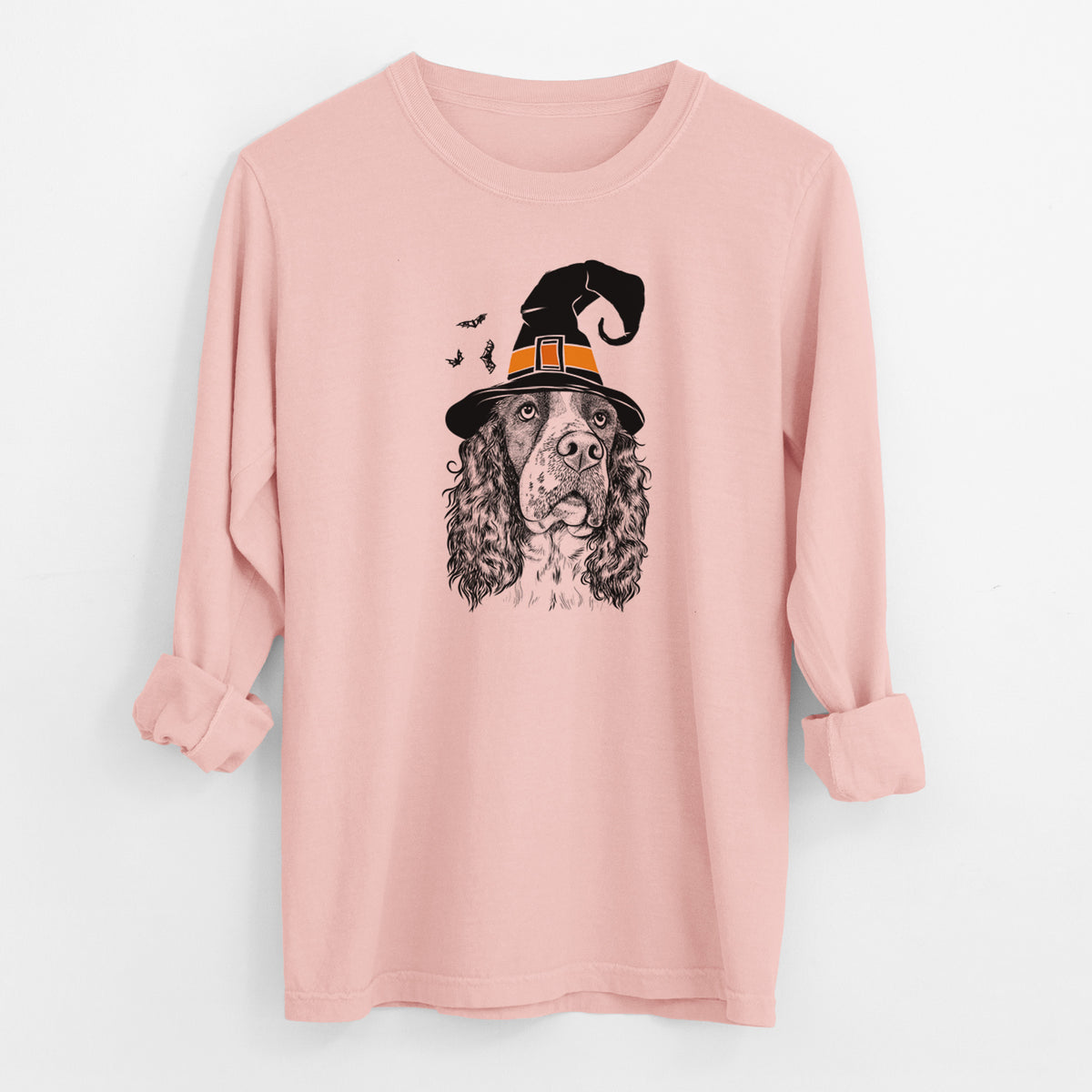 Witch Millie Mae the English Springer Spaniel - Men's Heavyweight 100% Cotton Long Sleeve