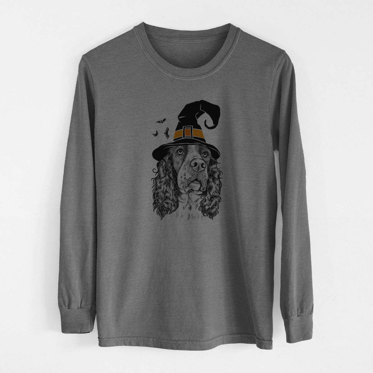 Witch Millie Mae the English Springer Spaniel - Men's Heavyweight 100% Cotton Long Sleeve
