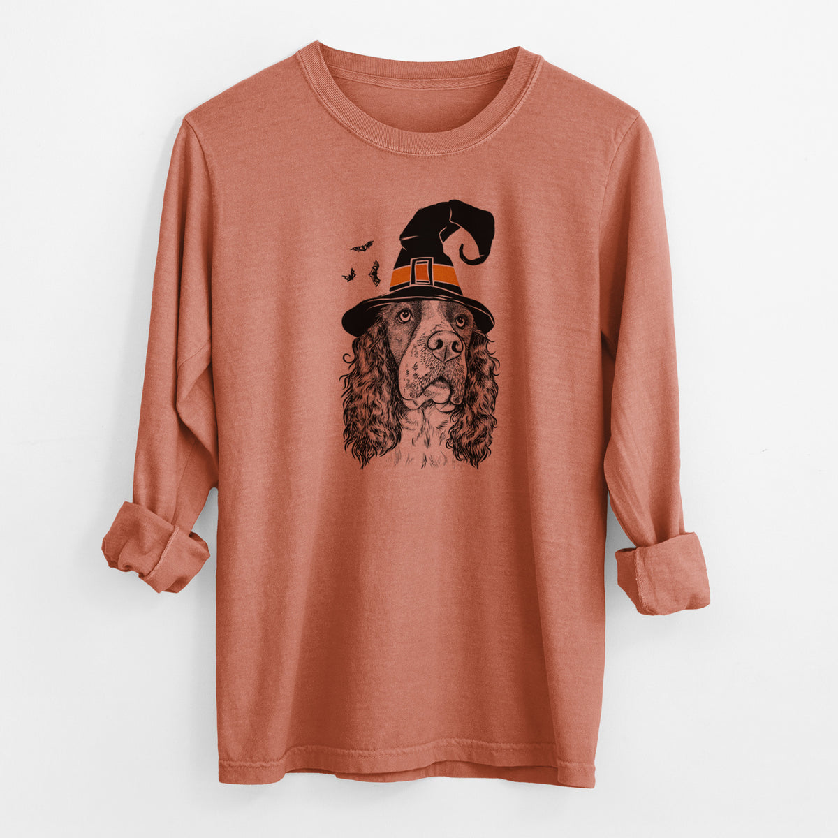Witch Millie Mae the English Springer Spaniel - Men's Heavyweight 100% Cotton Long Sleeve