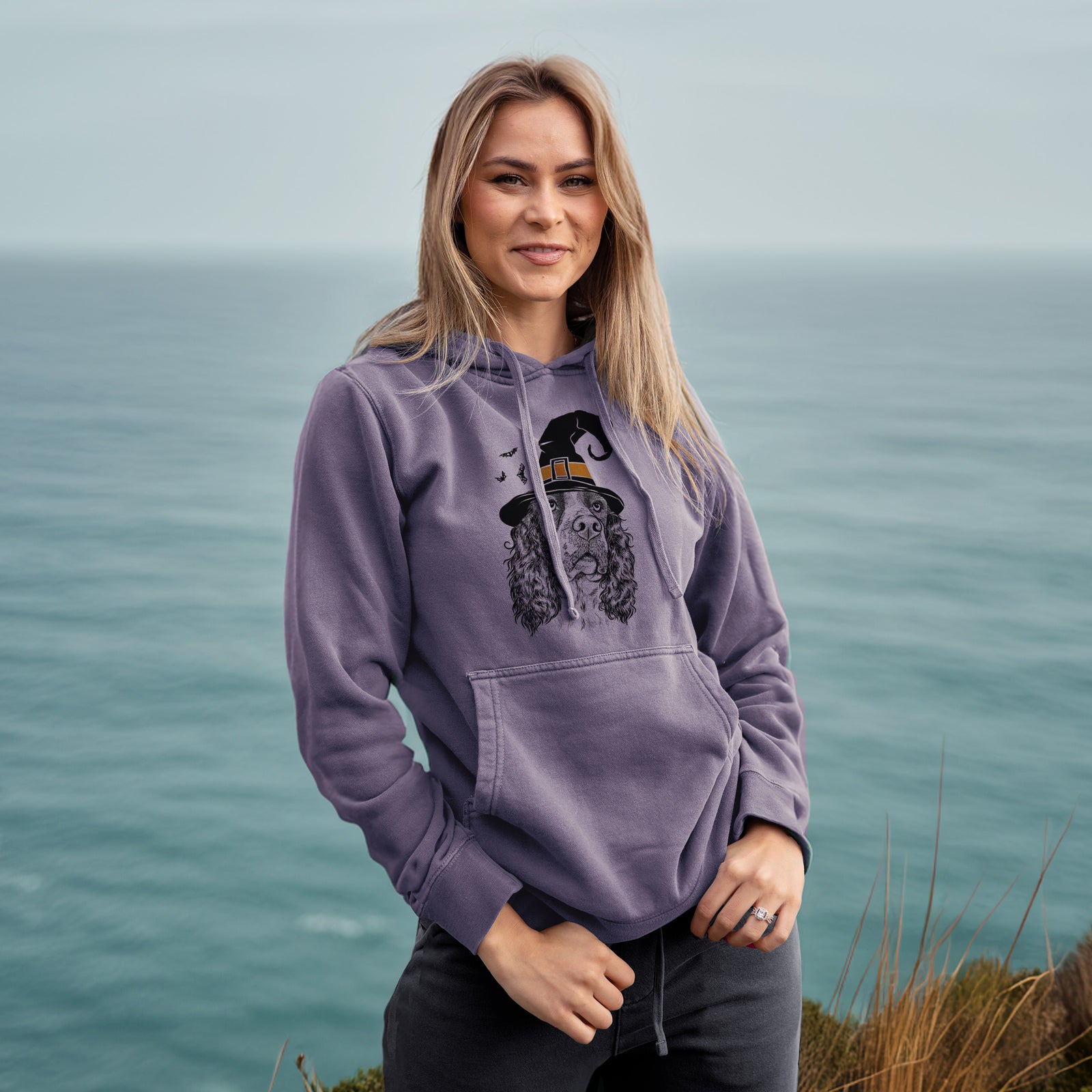 Witch Millie Mae the English Springer Spaniel - Unisex Pigment Dyed Hoodie
