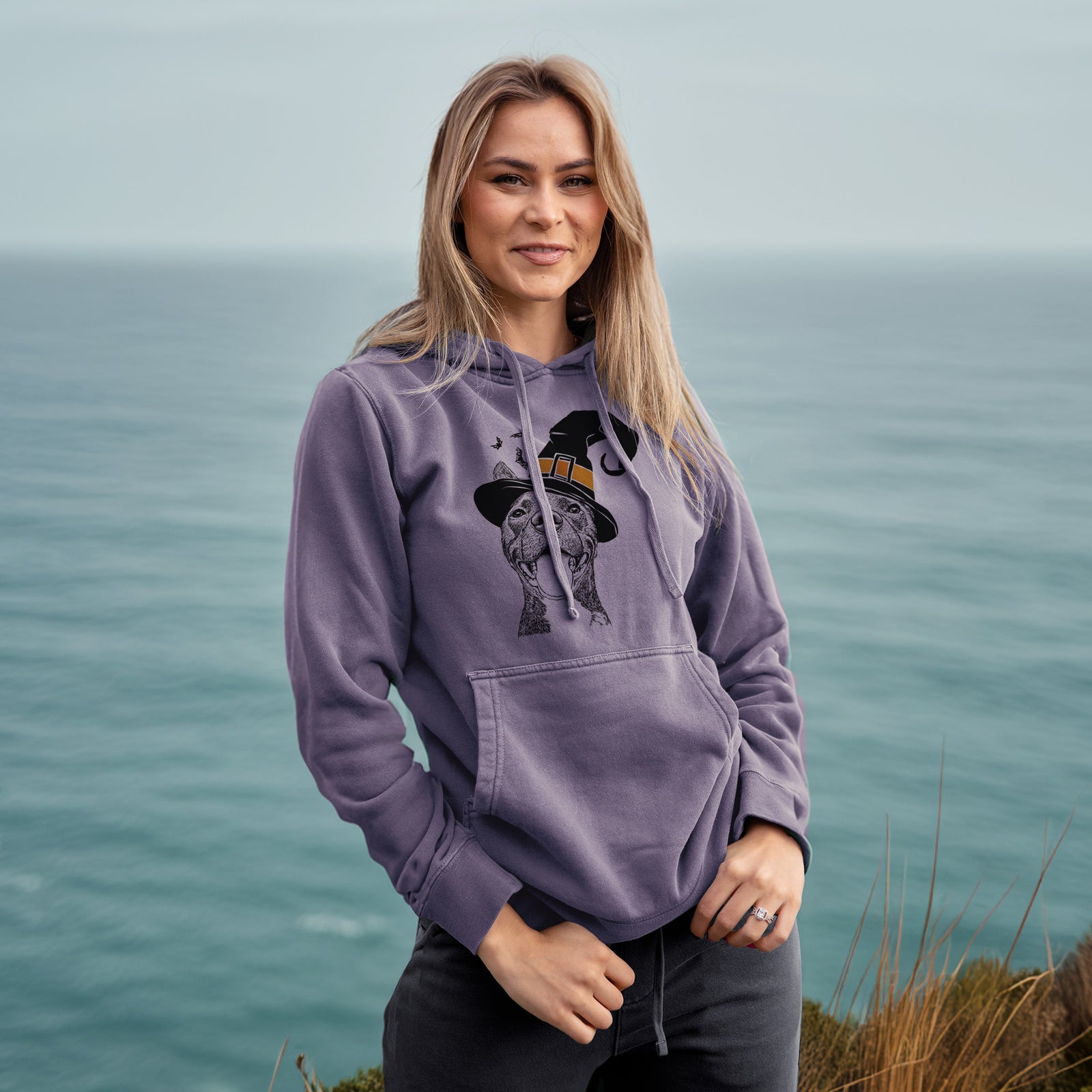 Witch Milo the Pitbull Mix - Unisex Pigment Dyed Hoodie