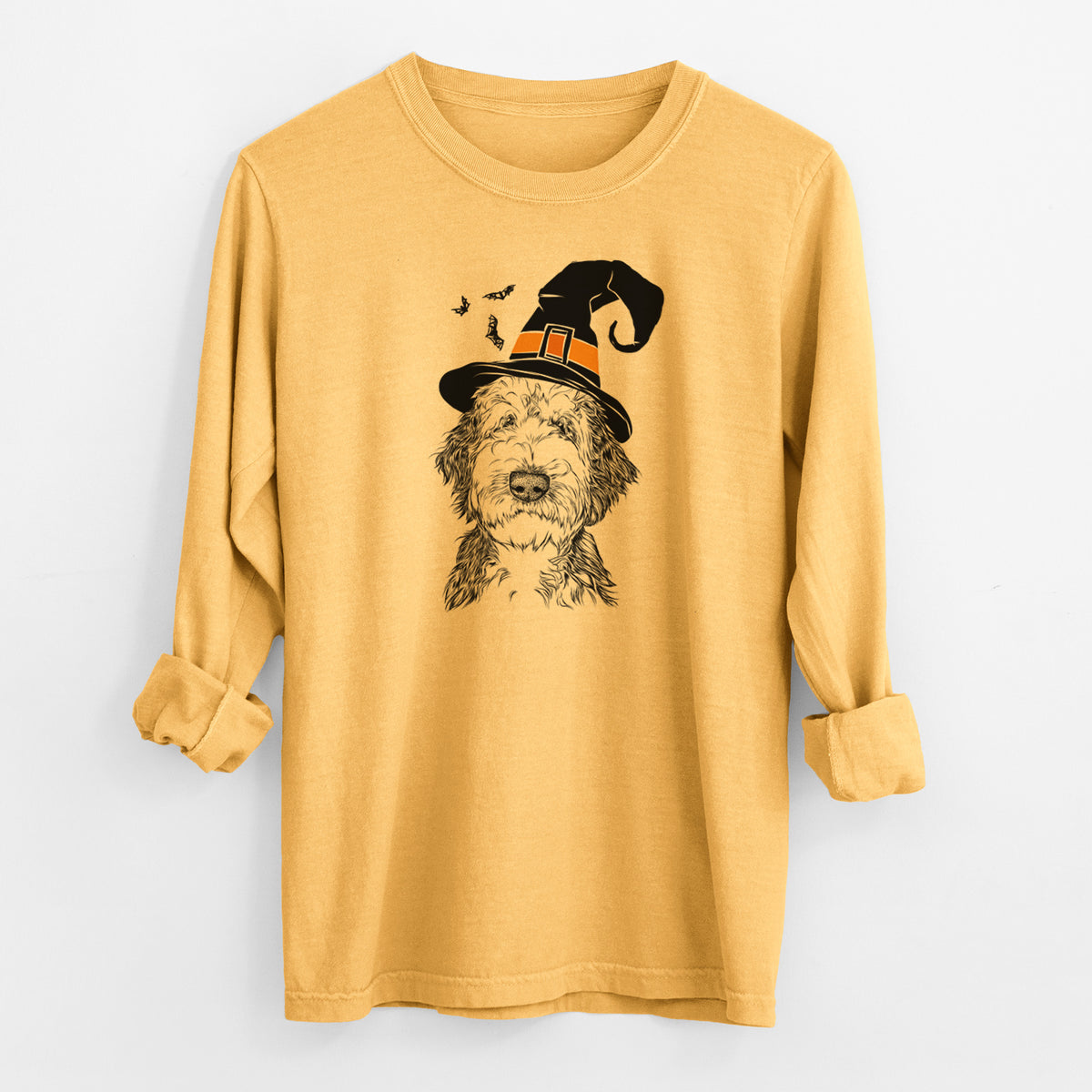 Witch Milo Fluff the Sheepadoodle - Men's Heavyweight 100% Cotton Long Sleeve