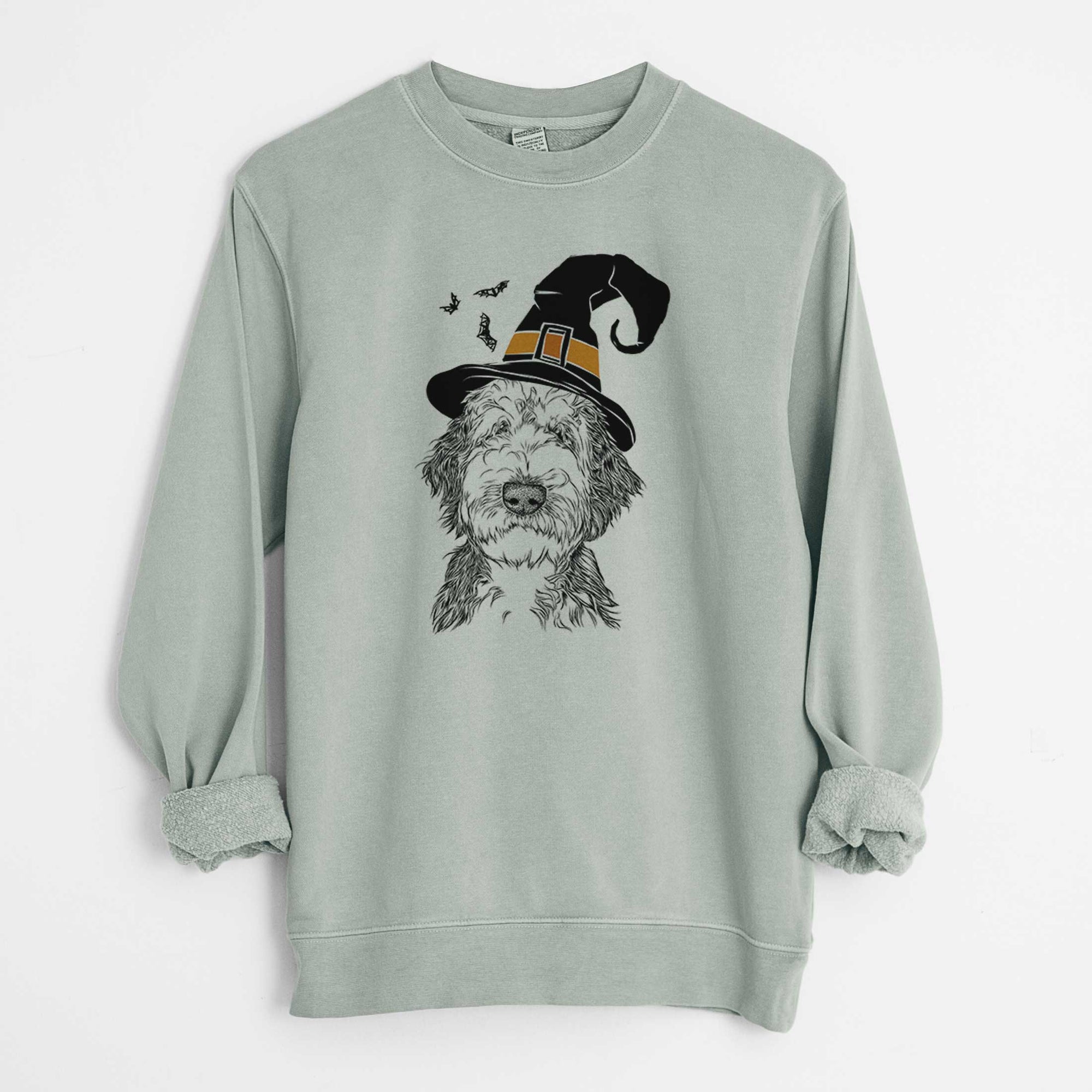 Witch Milo Fluff the Sheepadoodle - Unisex Pigment Dyed Crew Sweatshirt