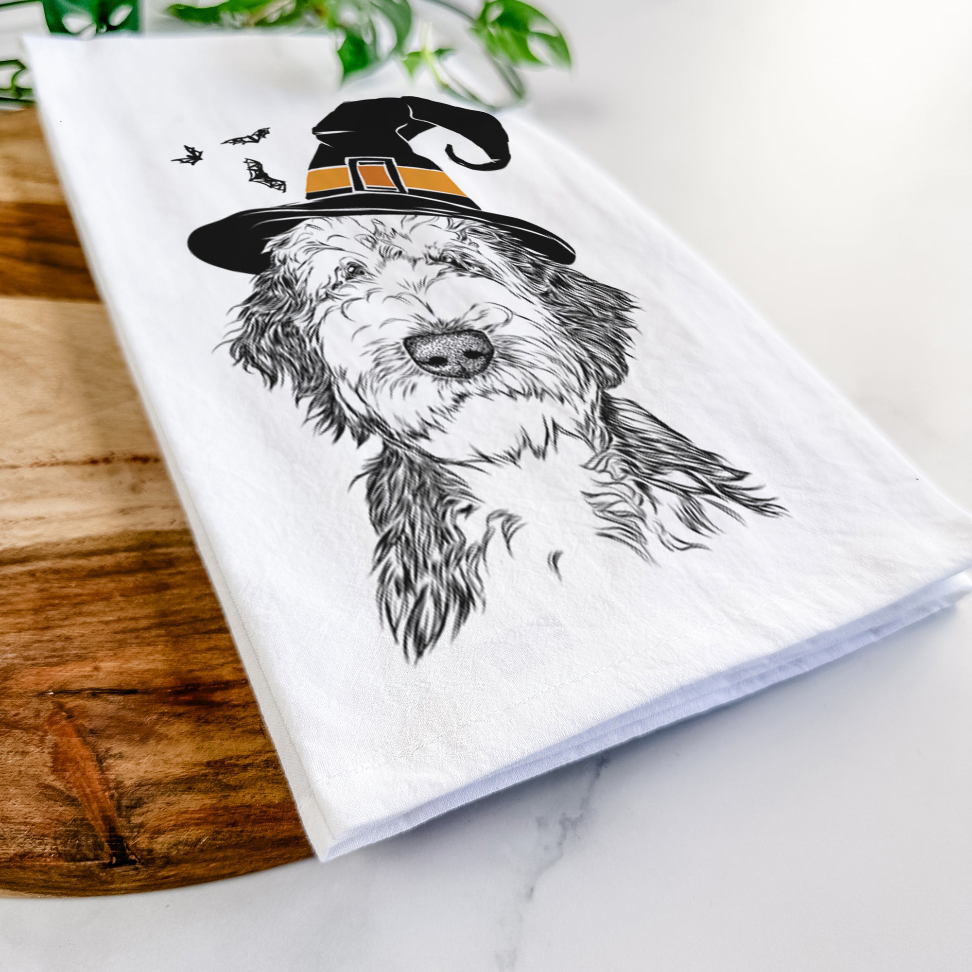 Milo Fluff the Sheepadoodle Tea Towel