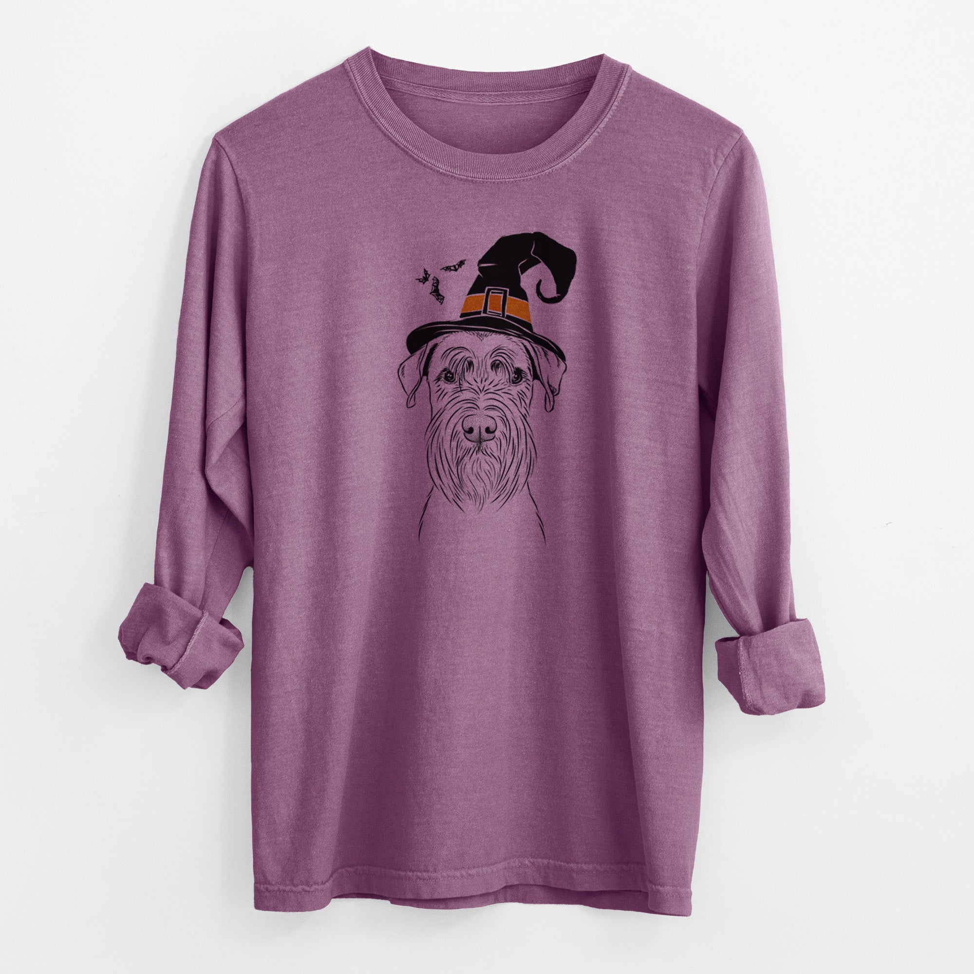 Witch Milton the Schnauzer - Men's Heavyweight 100% Cotton Long Sleeve