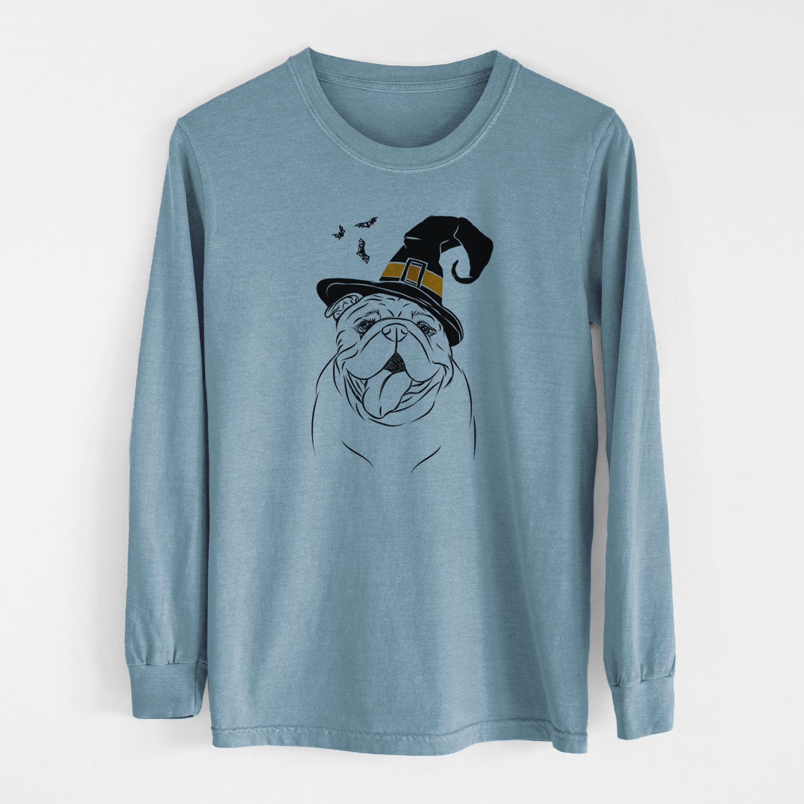 Witch Missy Moo the English Bulldog - Men's Heavyweight 100% Cotton Long Sleeve