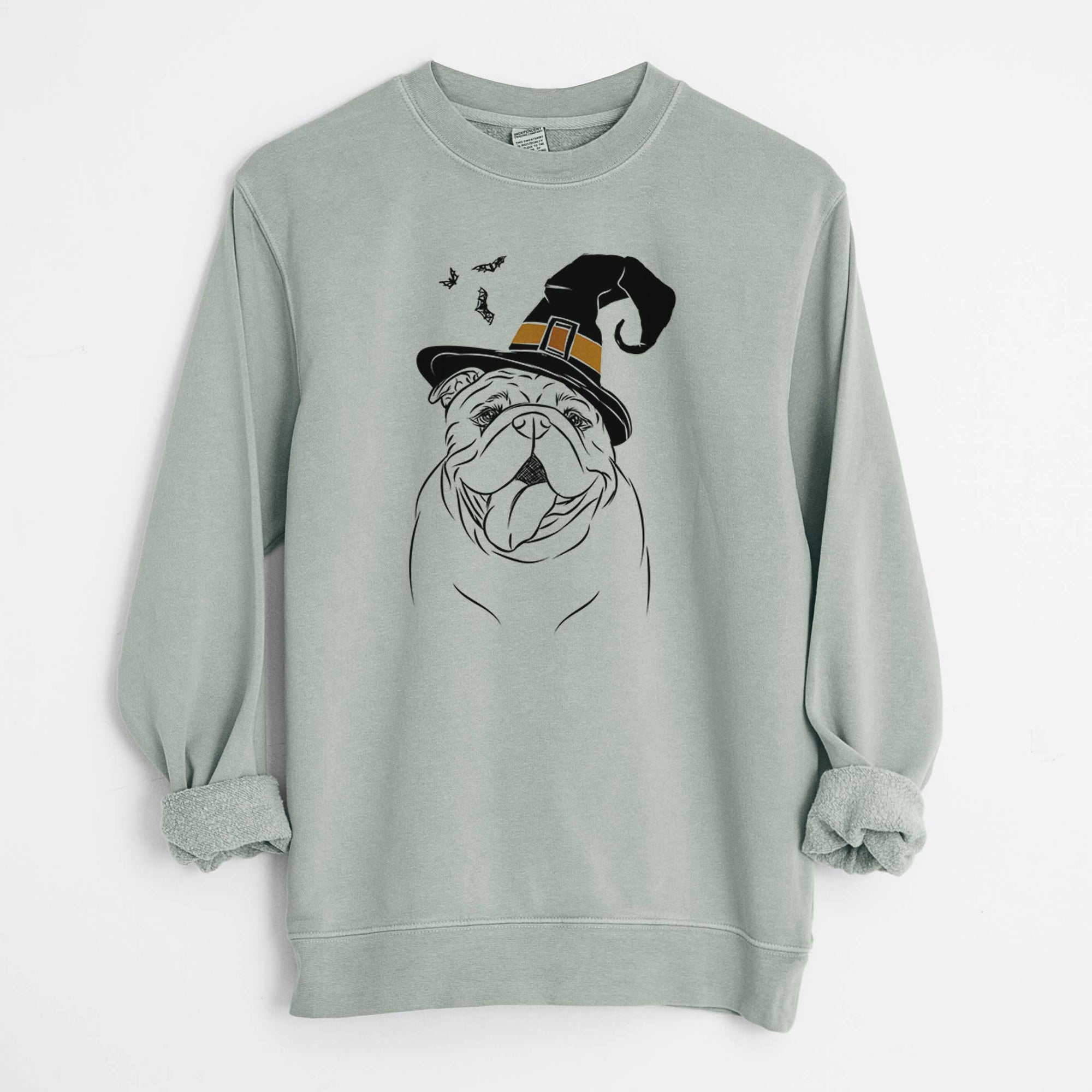 Witch Missy Moo the English Bulldog - Unisex Pigment Dyed Crew Sweatshirt